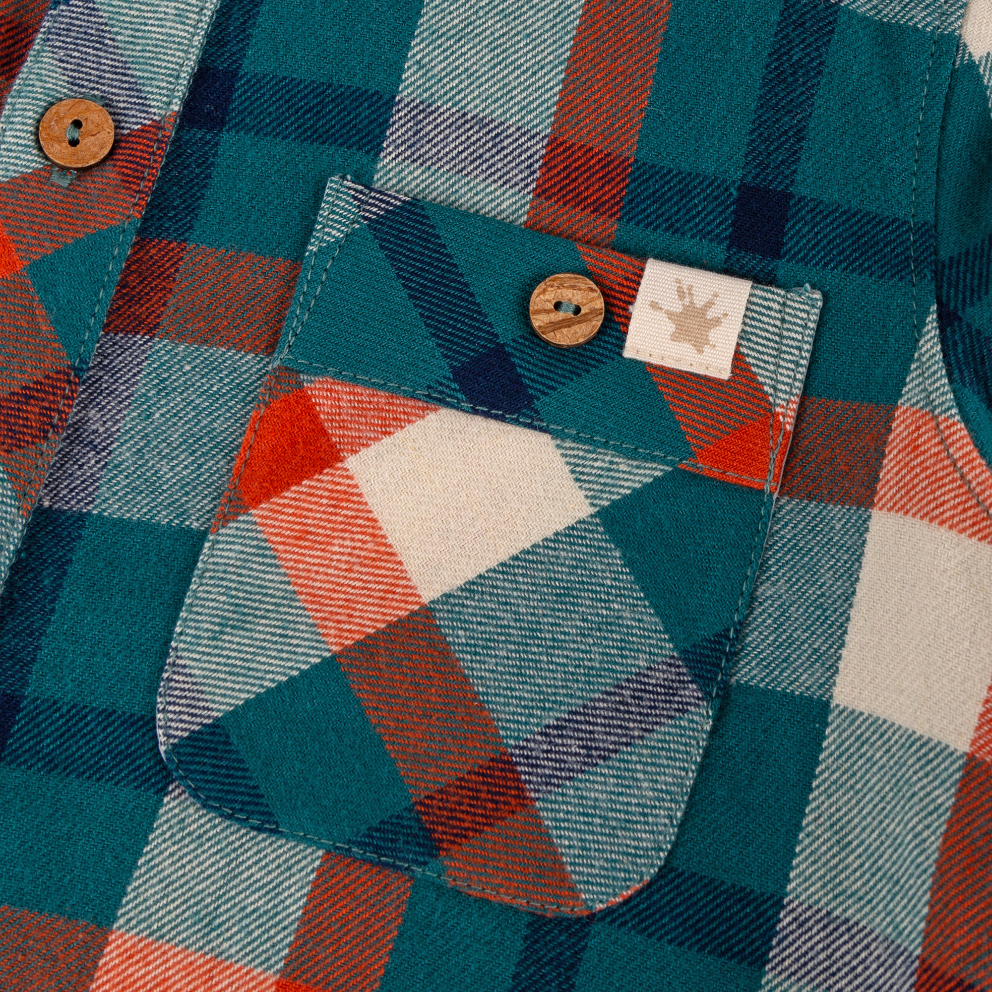 Kinder Karo Flanellhemd Wild Fox, grün-orange-weiß Kinder Karo Flanellhemd Wild Fox, grün-orange-weiß