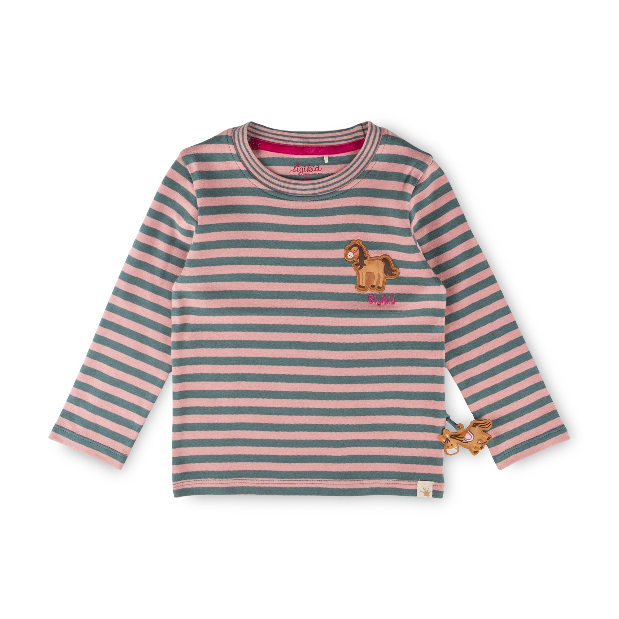 Kinder Ringel Langarmshirt Pony Love, grün-rosa