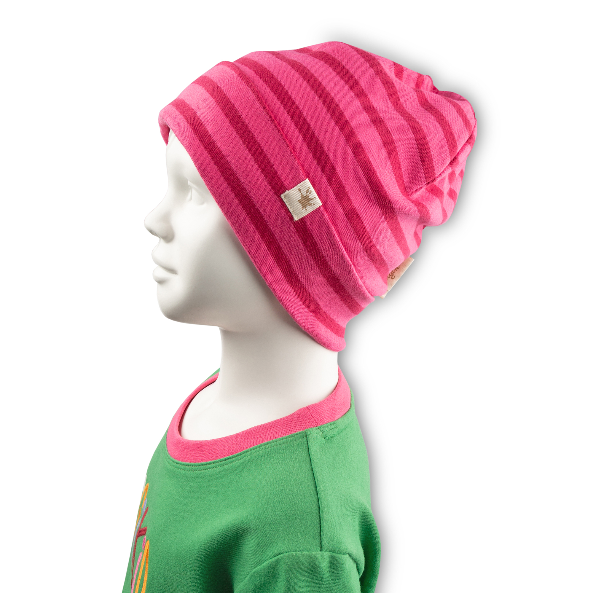 Kinder Beanie, pink gestreift