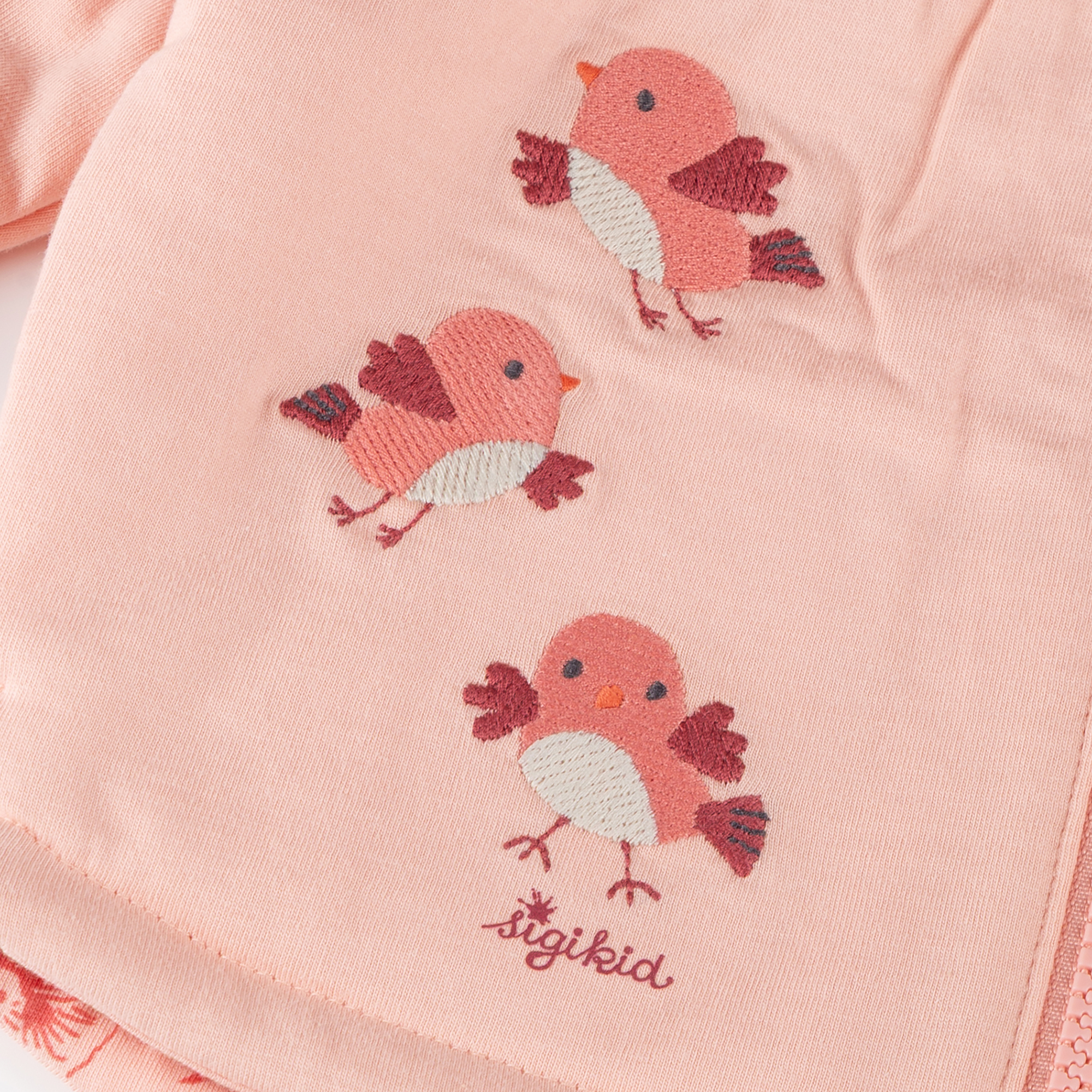 Baby Wendejacke mit Vögelchen Stickerei und Print, rosa