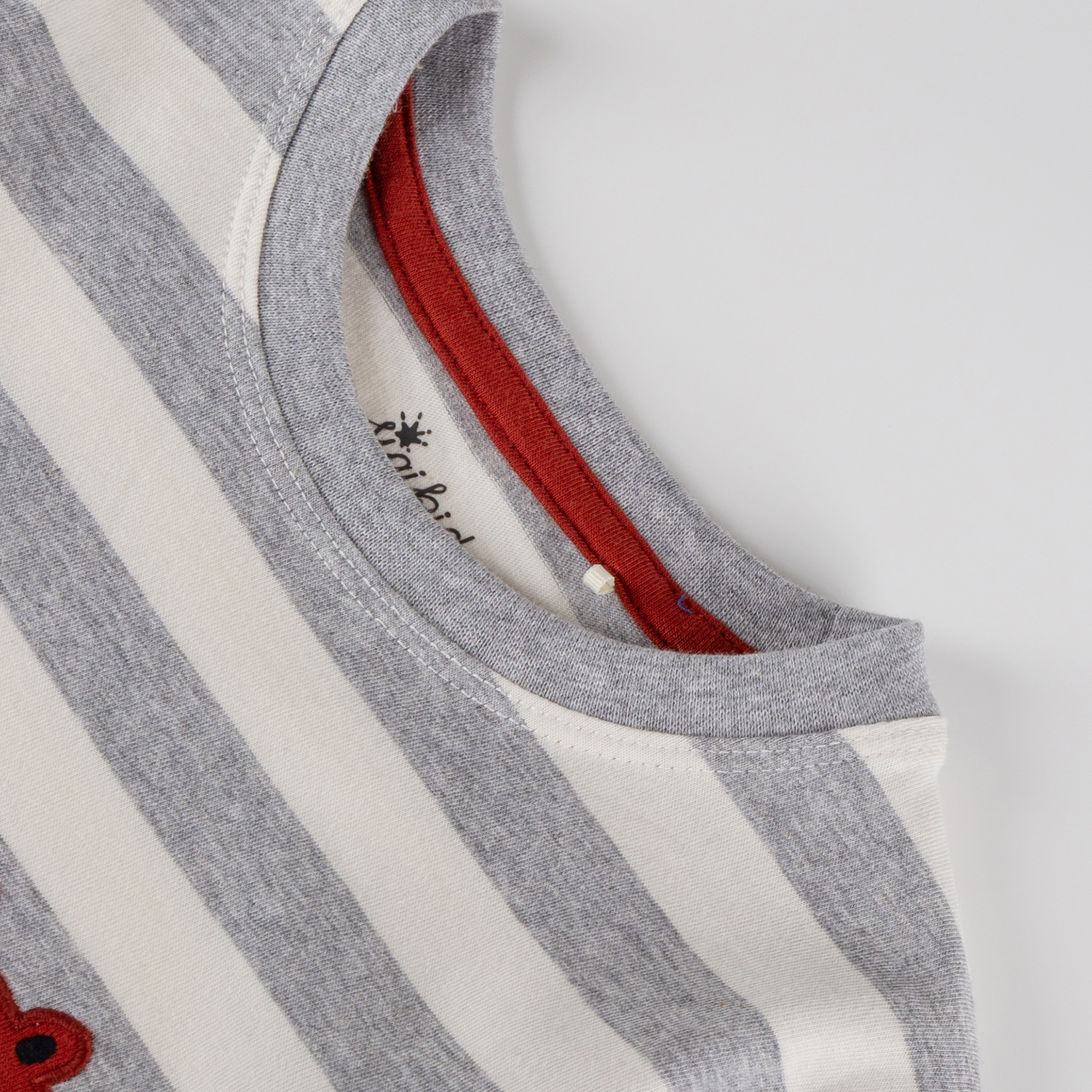 Children's long sleeve Tee bear, striped white/grey