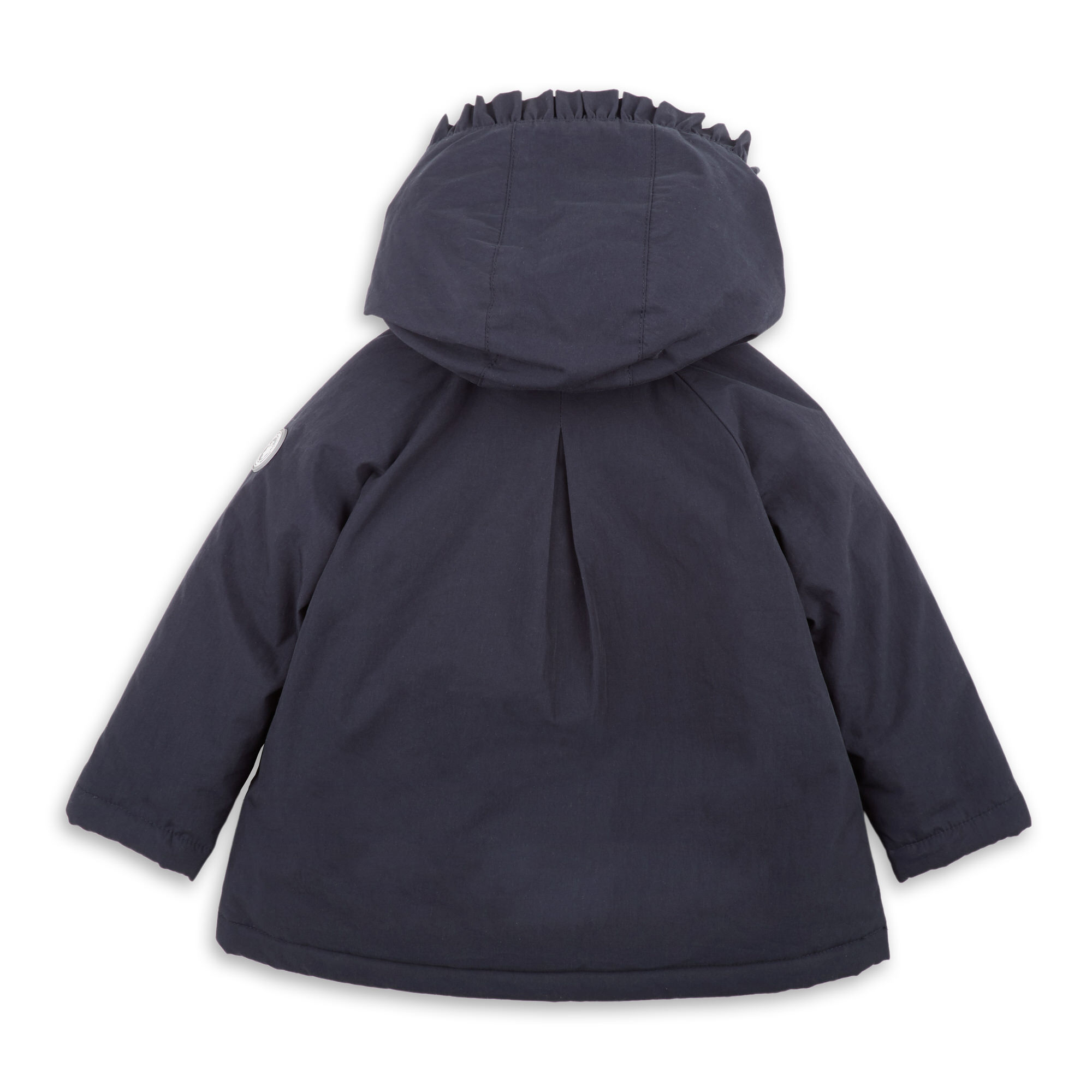 Baby girl ruche trimming hooded jacket, wadded