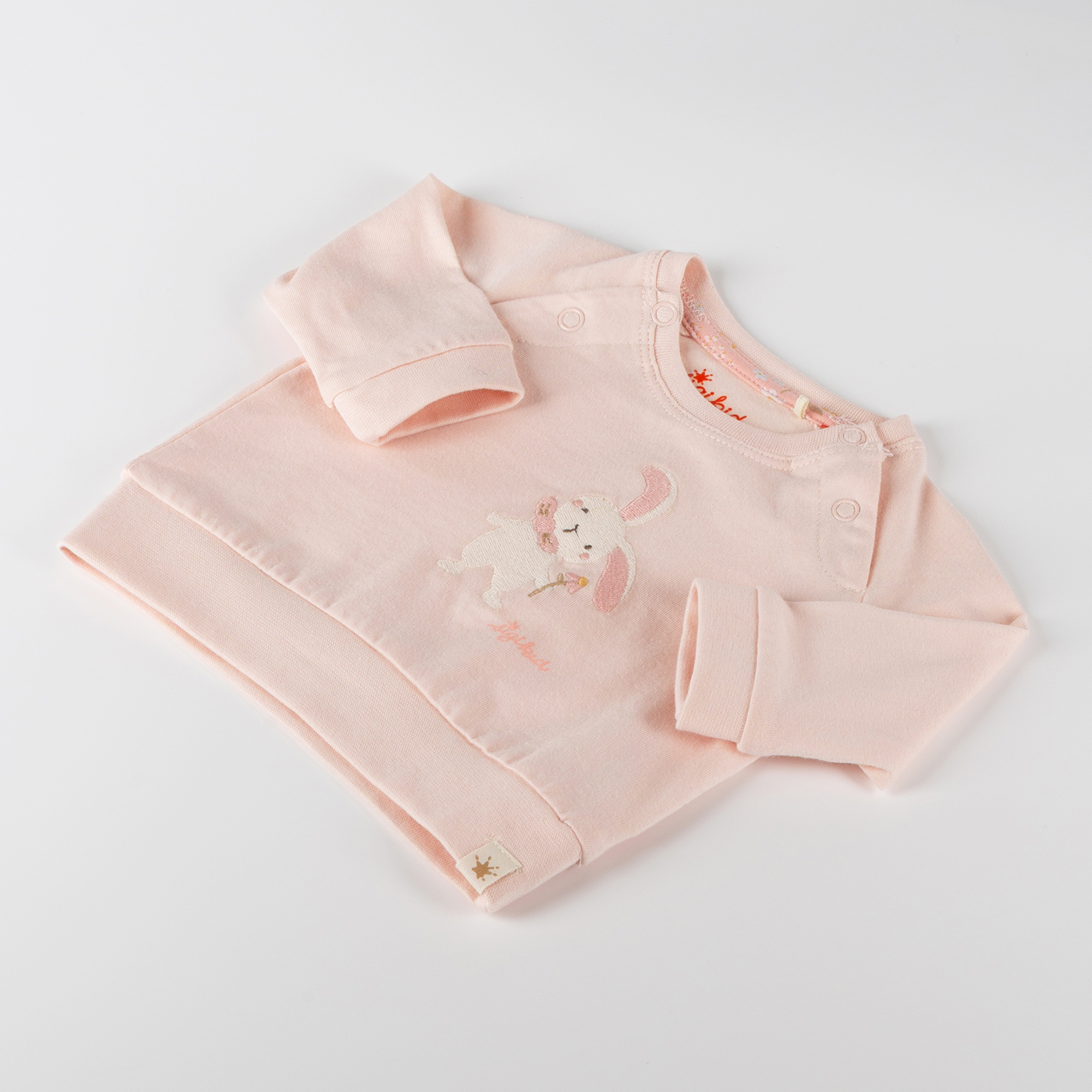 Newborn baby long sleeve Tee bunny, pale pink