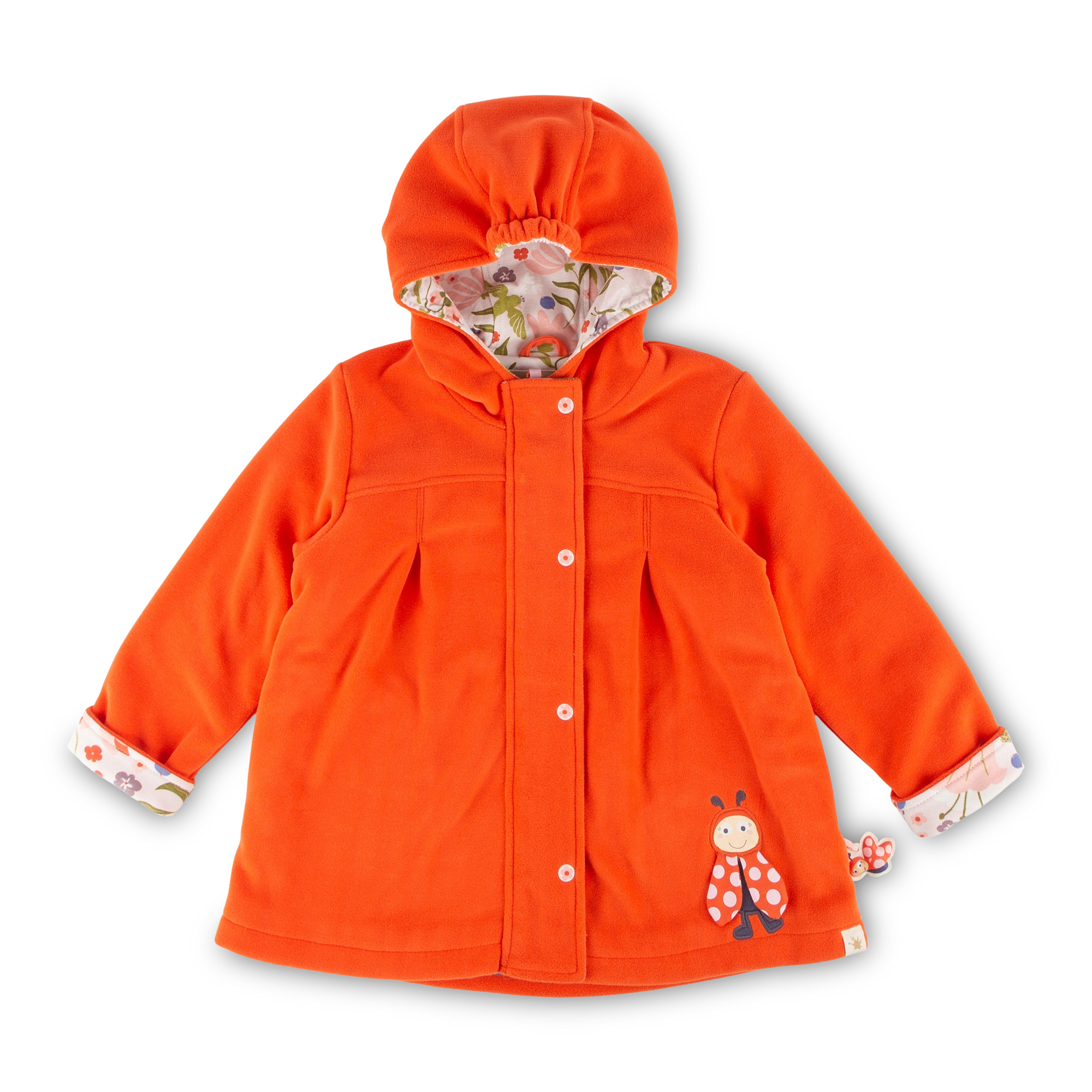 Flared hooded children's fleece jacket Happy Ladybug