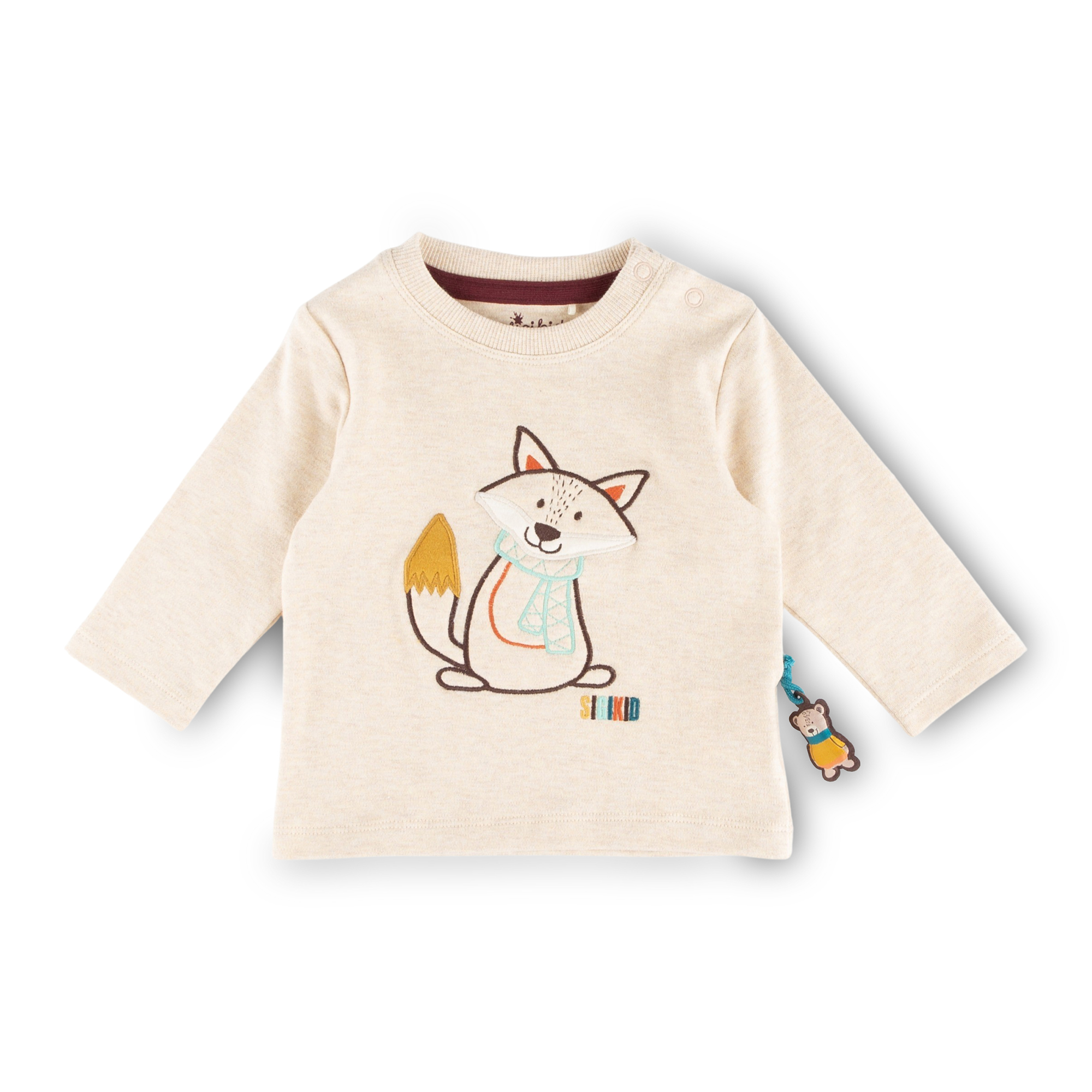 Beige baby long-sleeve Tee fox, Winter Animals