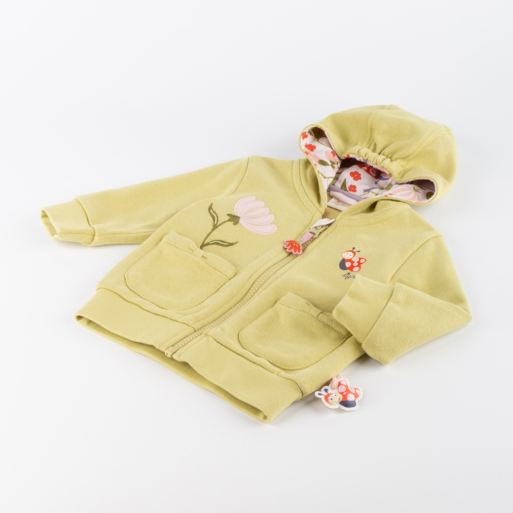 Hooded baby sweat jacket, Happy Ladybug