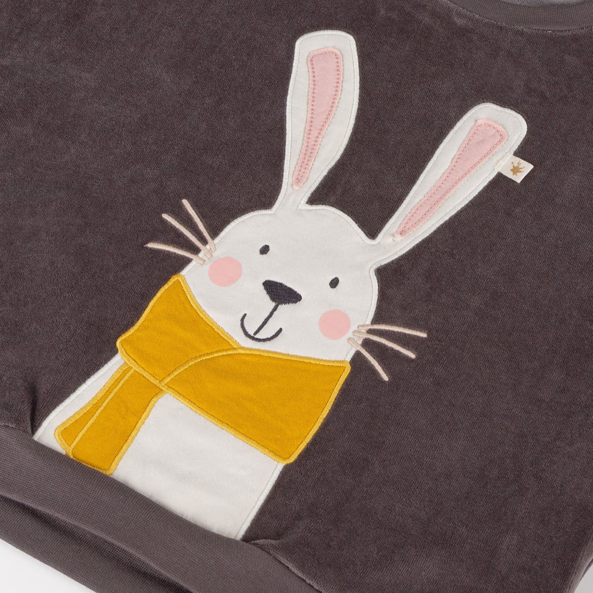 Children's oversized velour top Snow Bunny, dark grey