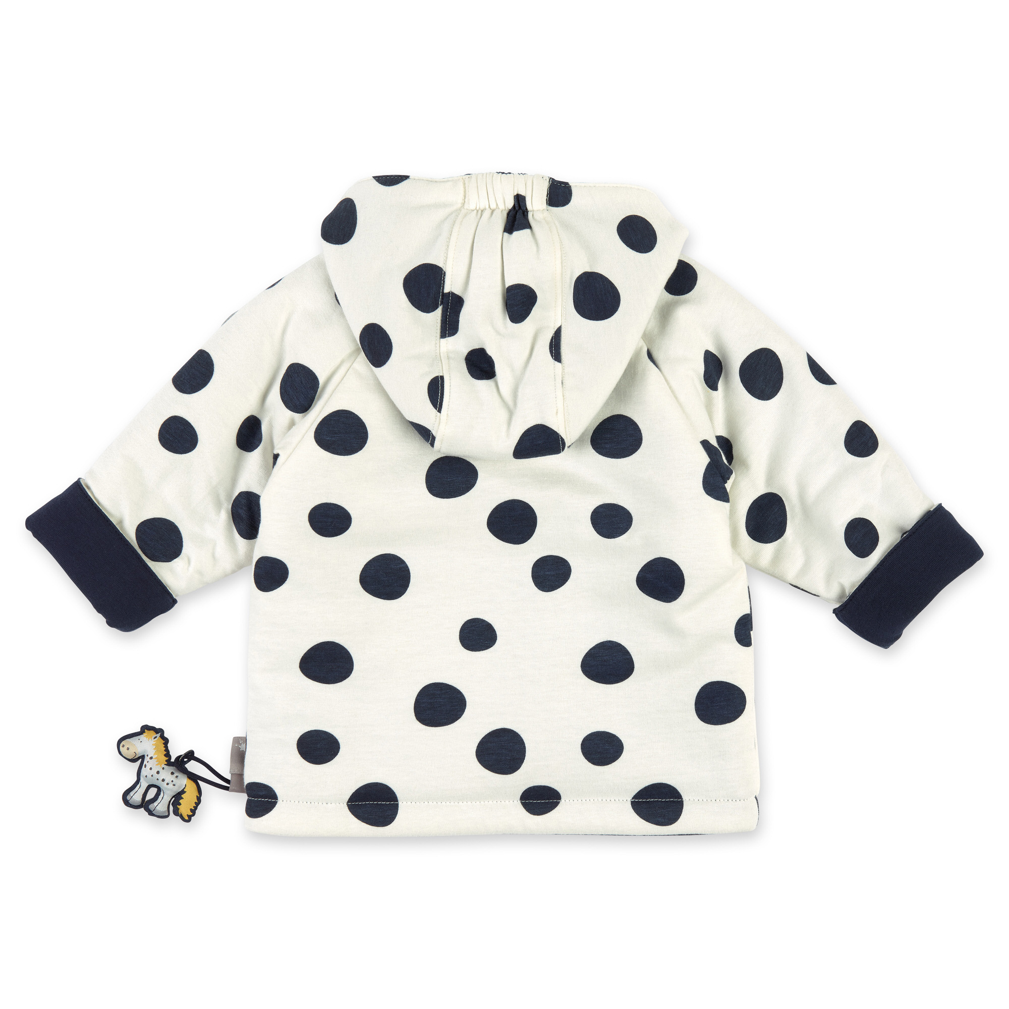 Reversible hooded baby jacket dots pony