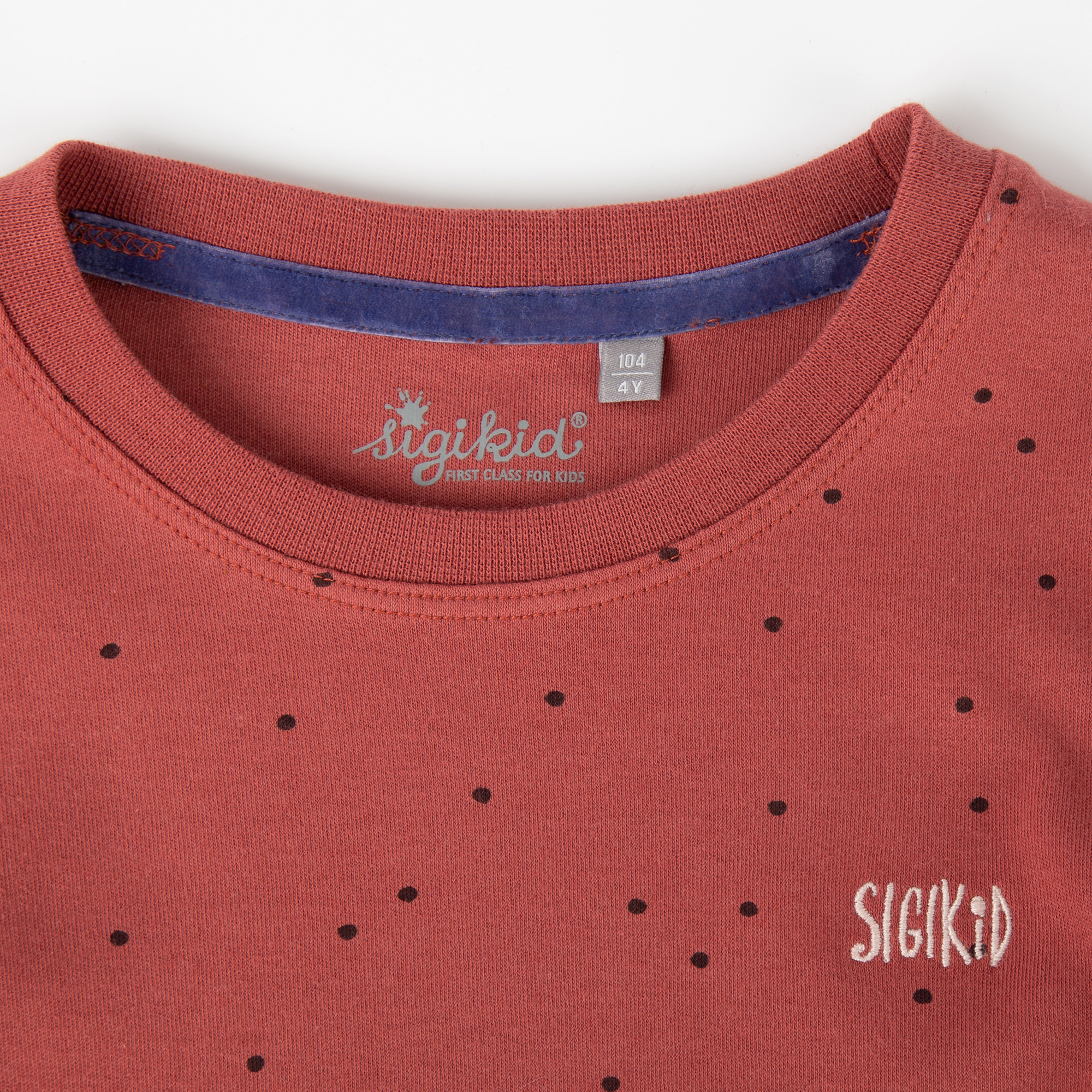 Kinder Langarmshirt mit Eichhörnchen Motiv, rotbraun mit Pünktchen Kinder Langarmshirt mit Eichhörnchen Motiv, rotbraun mit Pünktchen