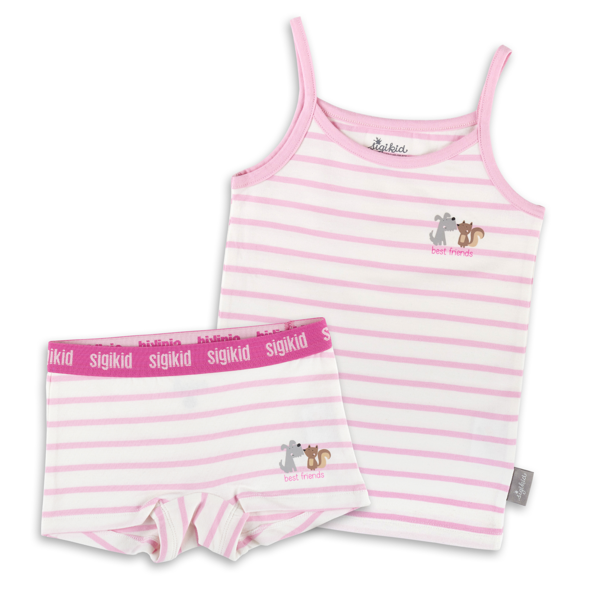 Girl's cami top & panty, pink/white striped