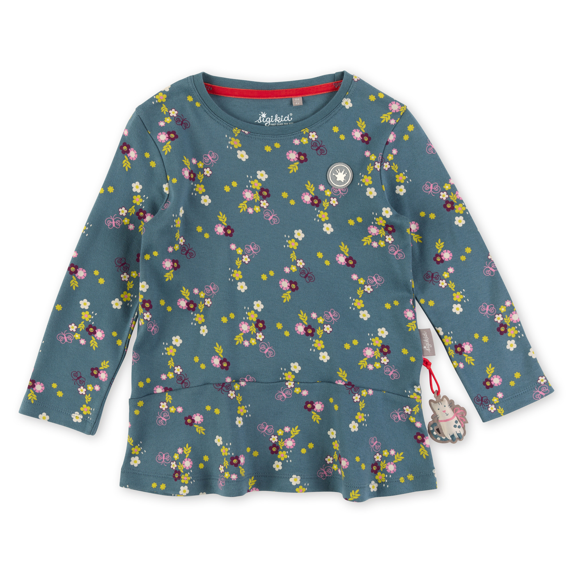 Blaues Mädchen Longshirt mit Blümchen Print