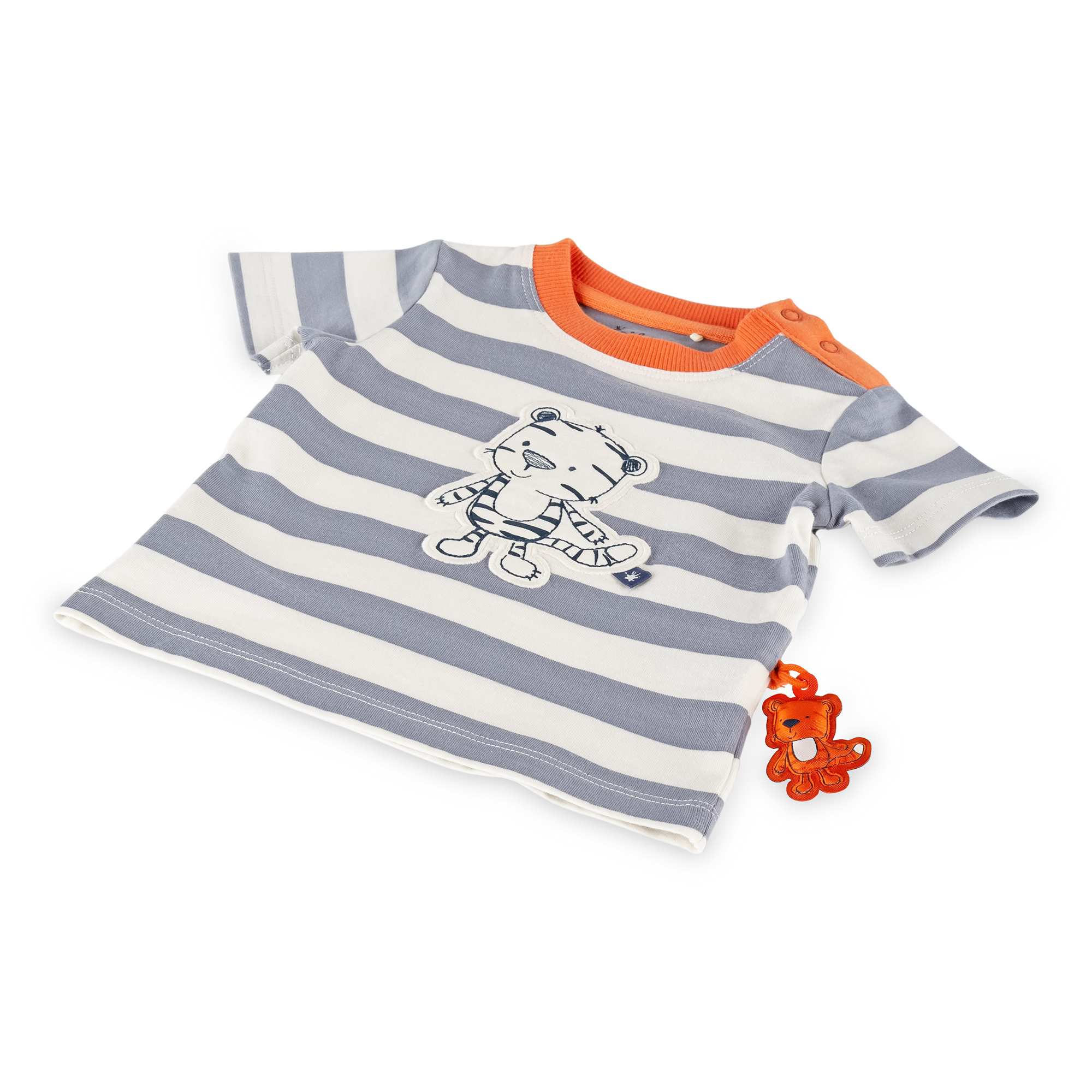 Baby T-Shirt mit Tiger Motiv, weiß-grau