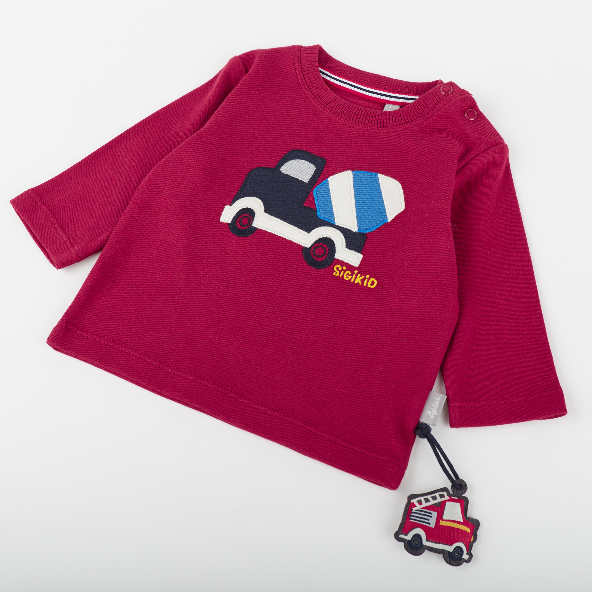 Rotes Baby Langarmshirt Betonmischer Rotes Baby Langarmshirt Betonmischer