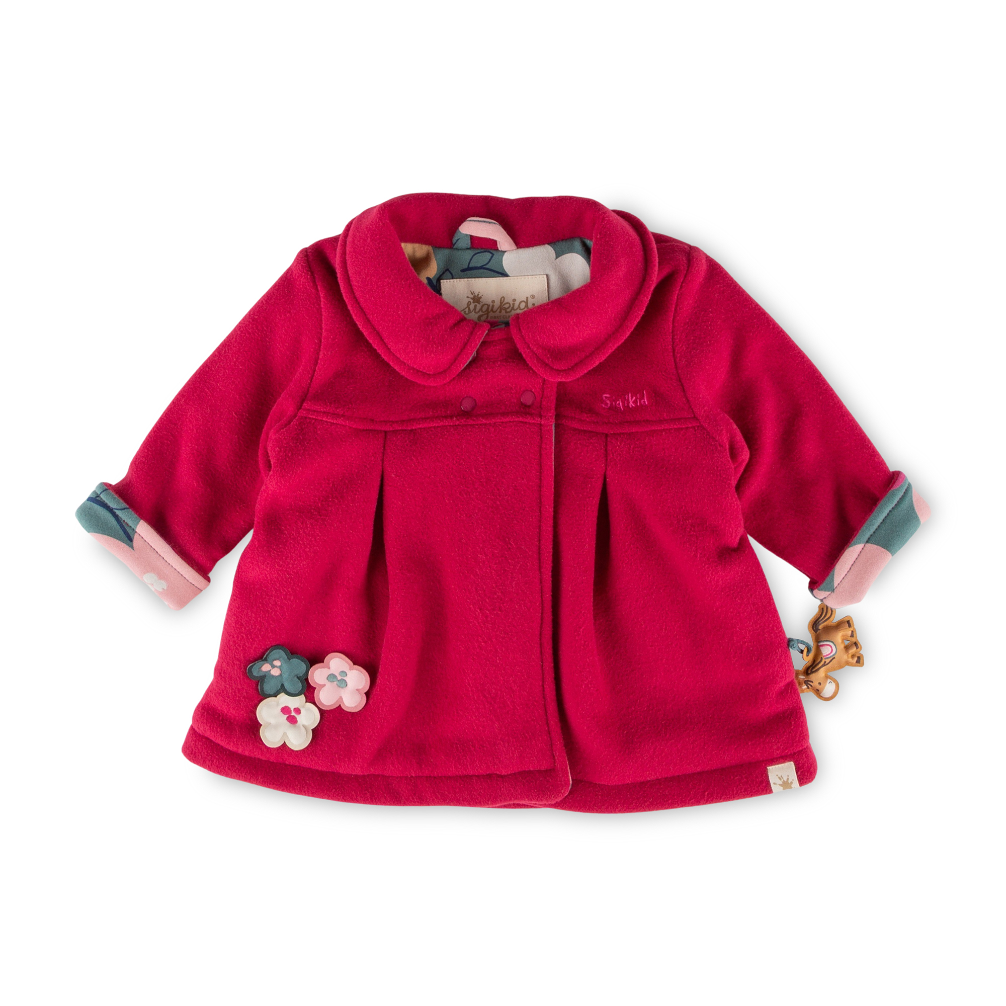 Baby Fleecejacke Pony Love, dunkelrot mit Blumen
