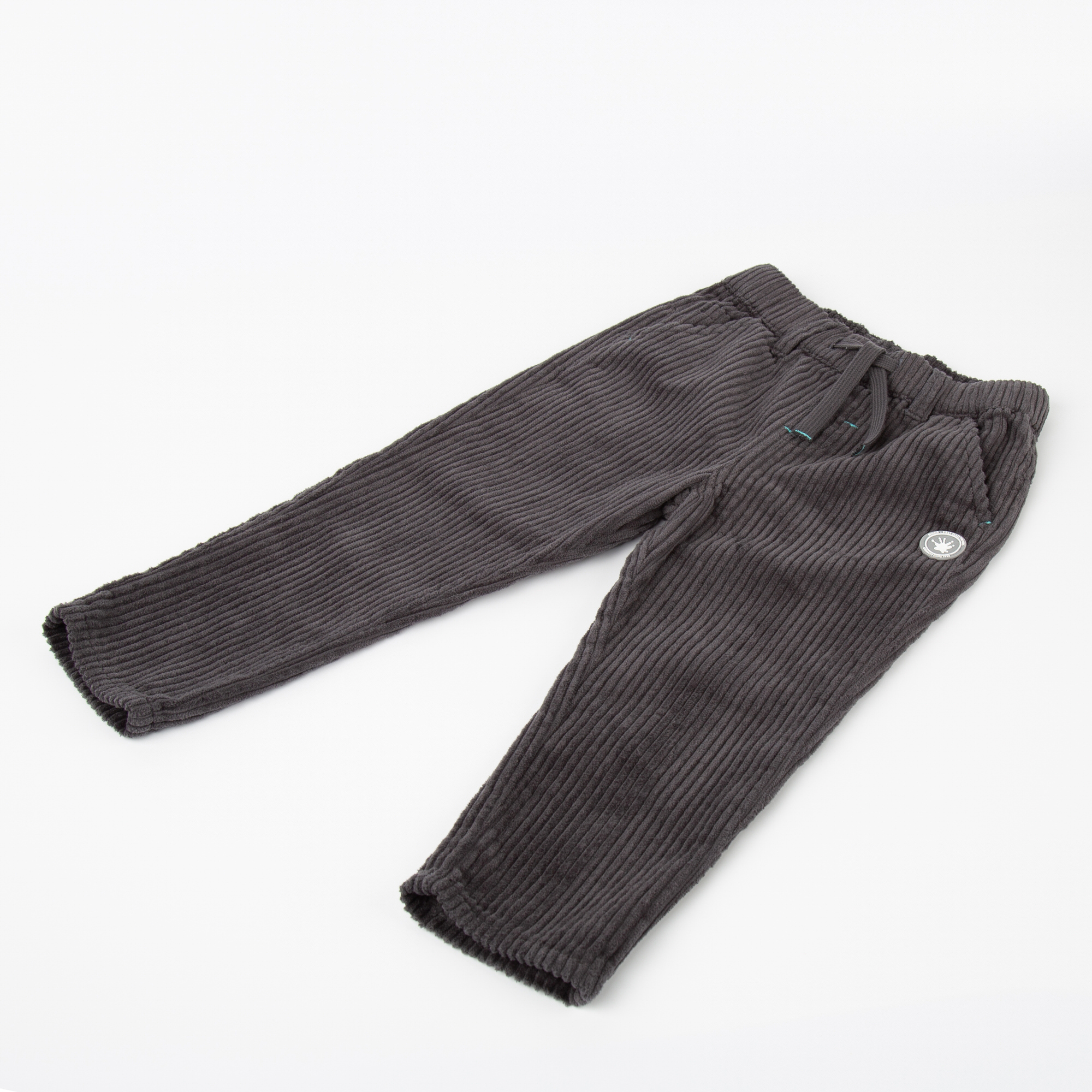 Corduroy kids' pants with pockets, dark grey