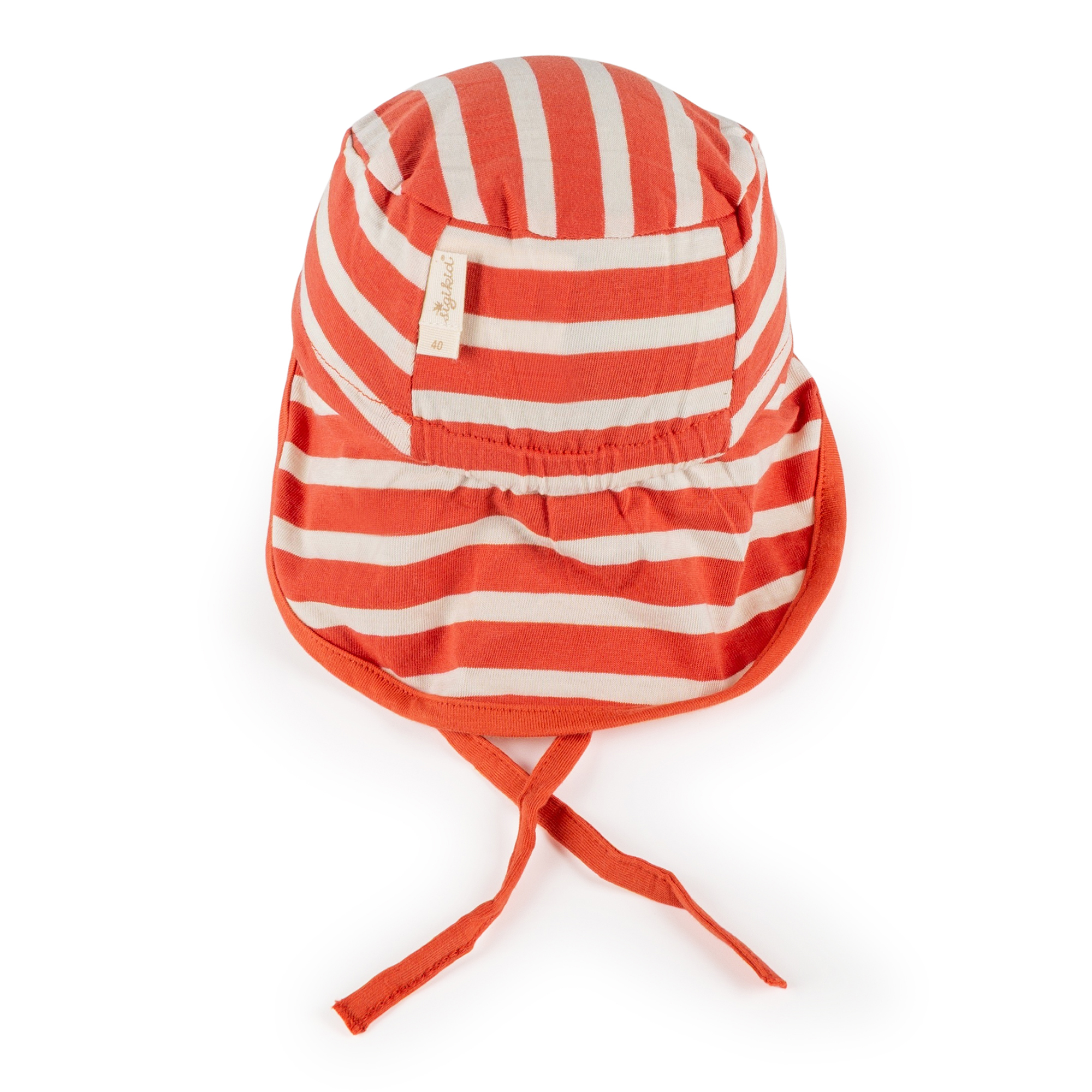 Baby Sonnenhut mit Nackenschutz, rot-weiß geringelt