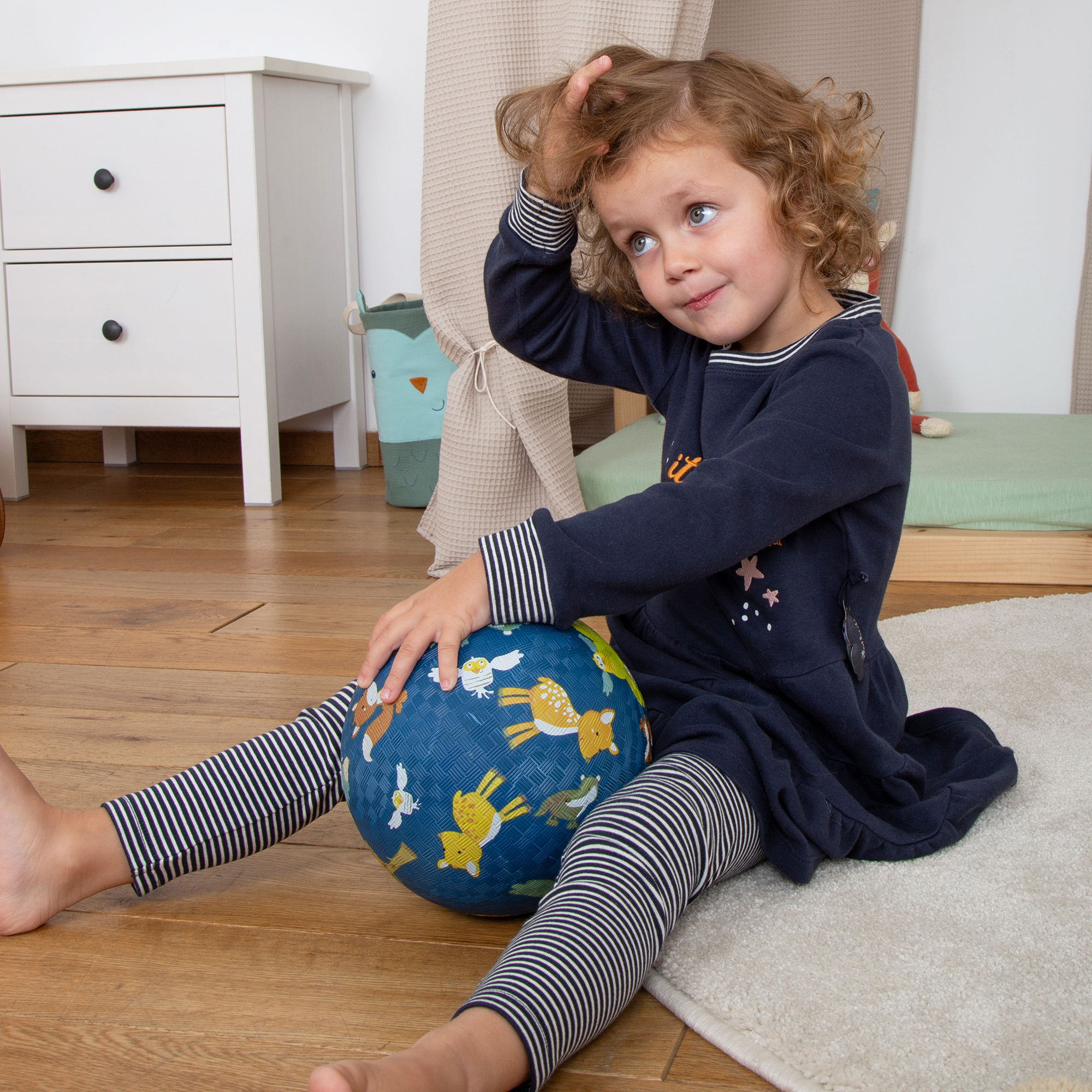 Striped children's rib knit leggings Magic Owl