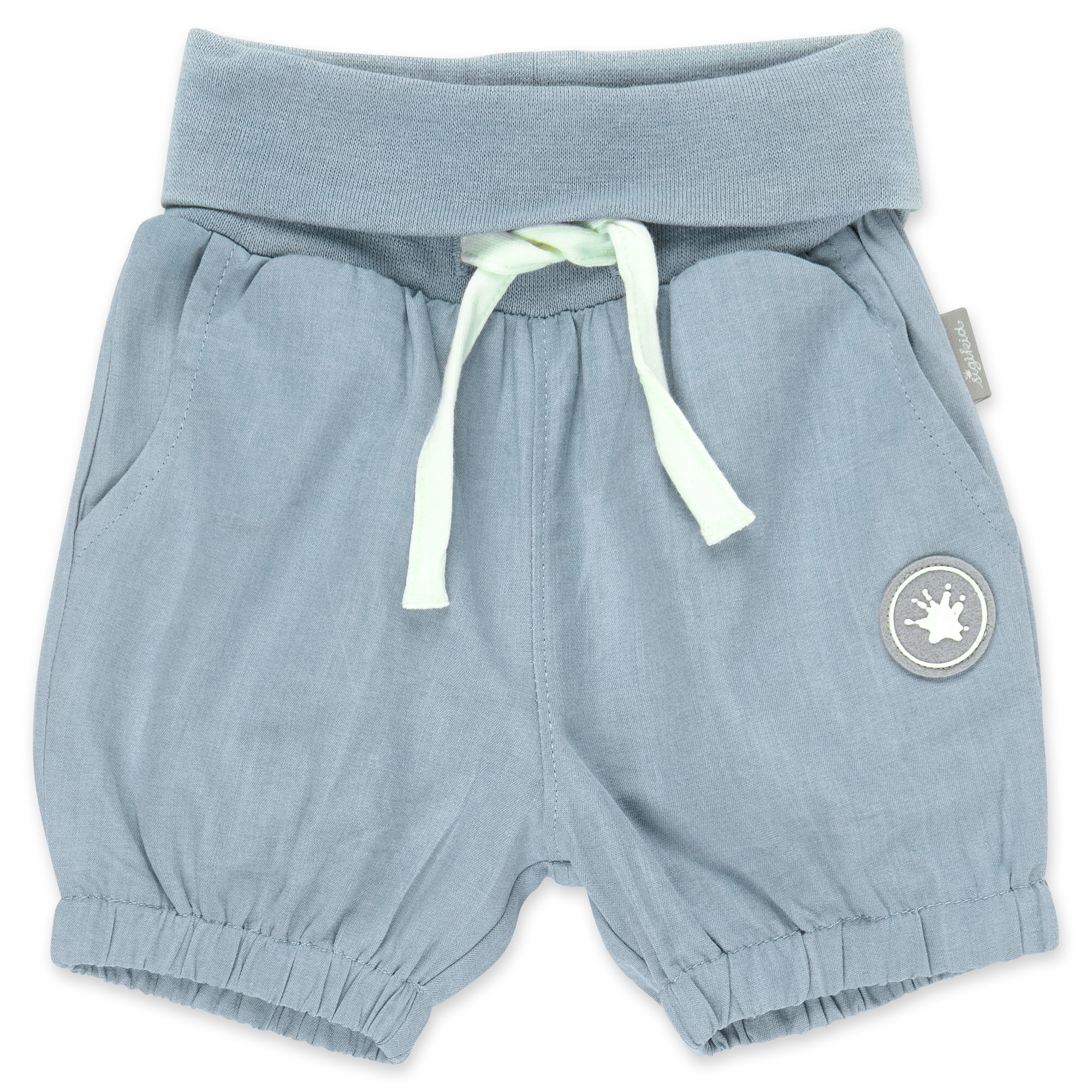 Light blue baby short pants with foldover waist