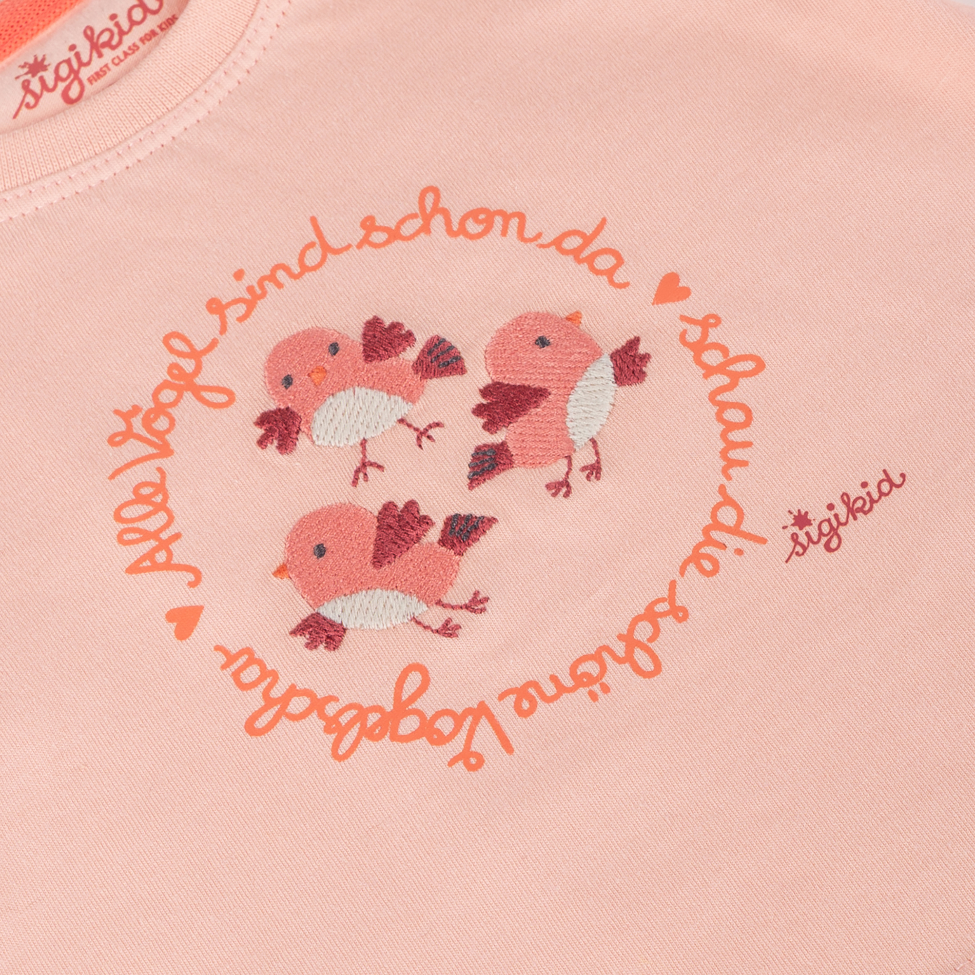 Baby T-Shirt mit Vögelchen Stickerei, rosa