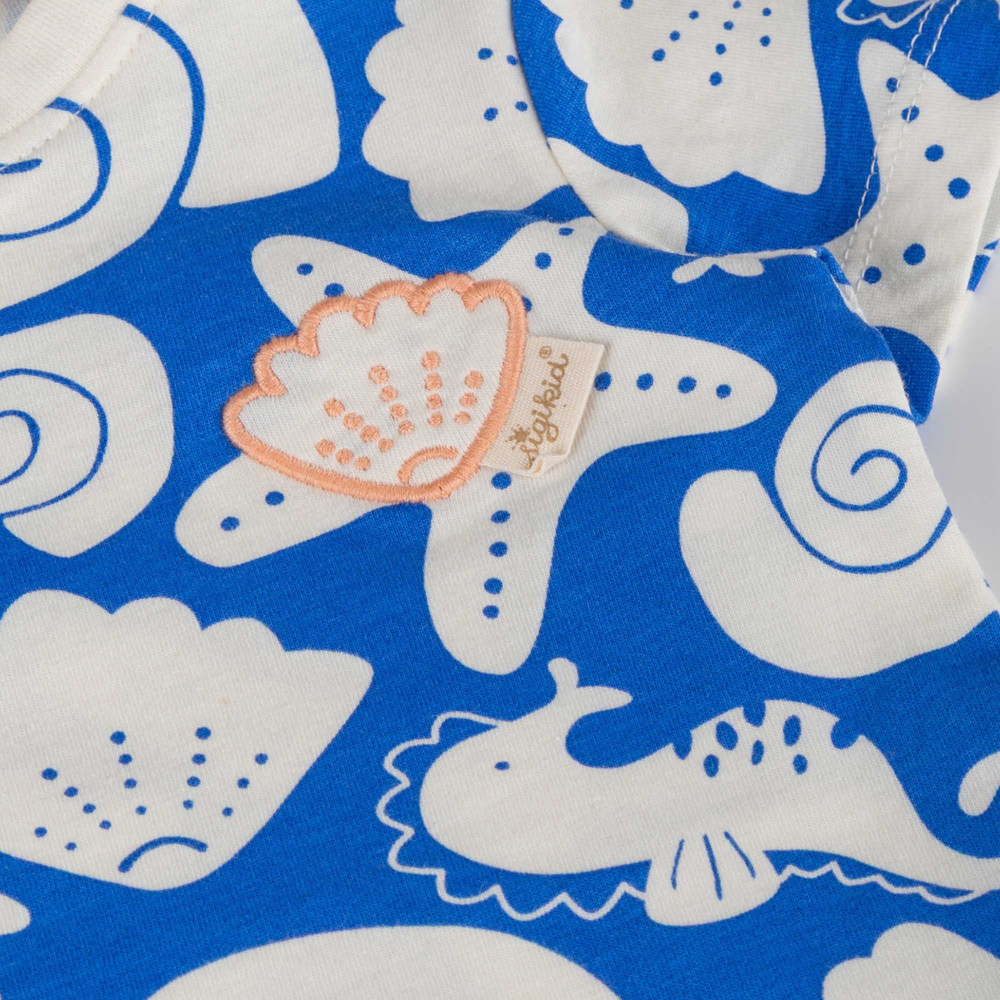 Baby Volant Kleid Strand Print, blau mit weiß