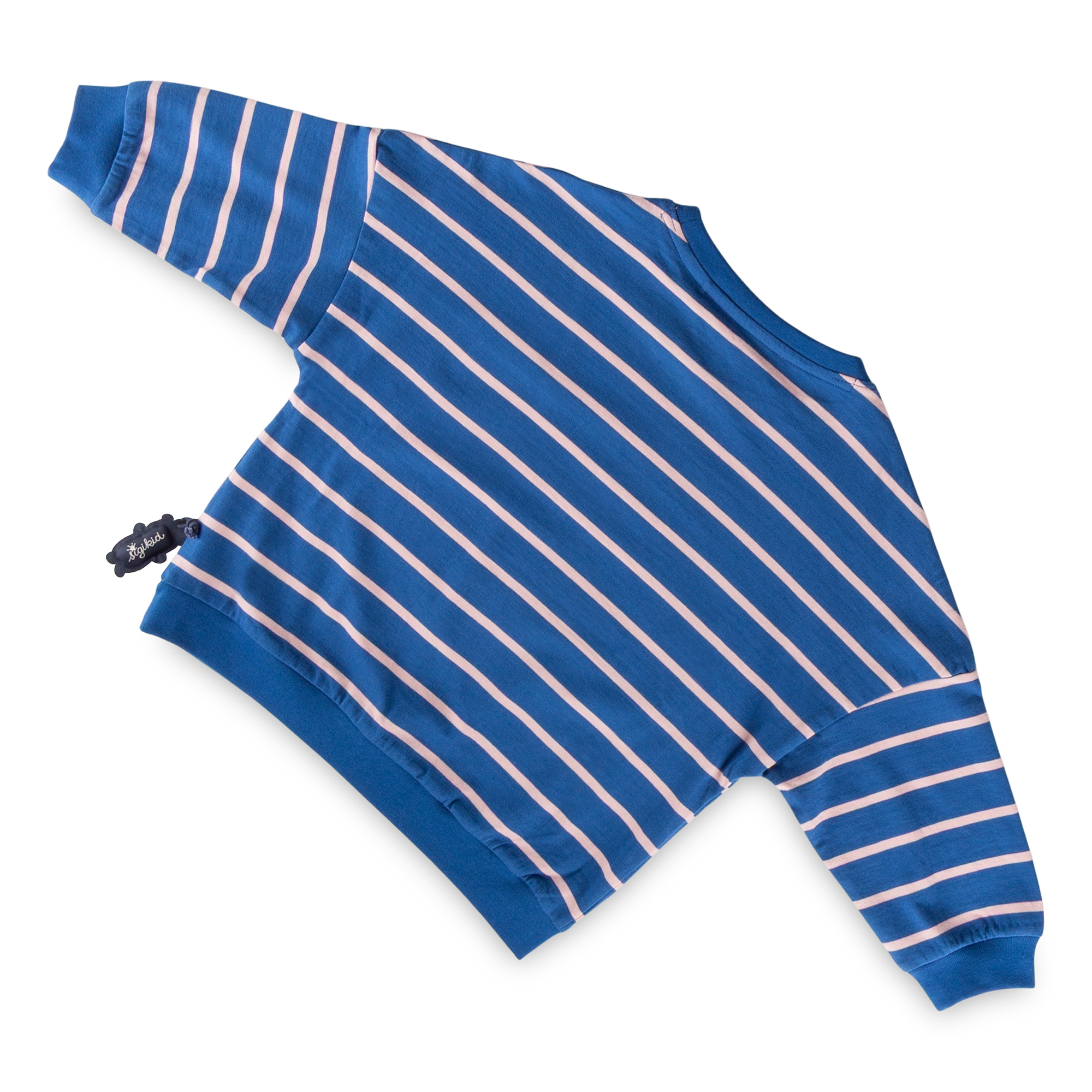 Children's long sleeve Tee dino, blue/pale pink striped