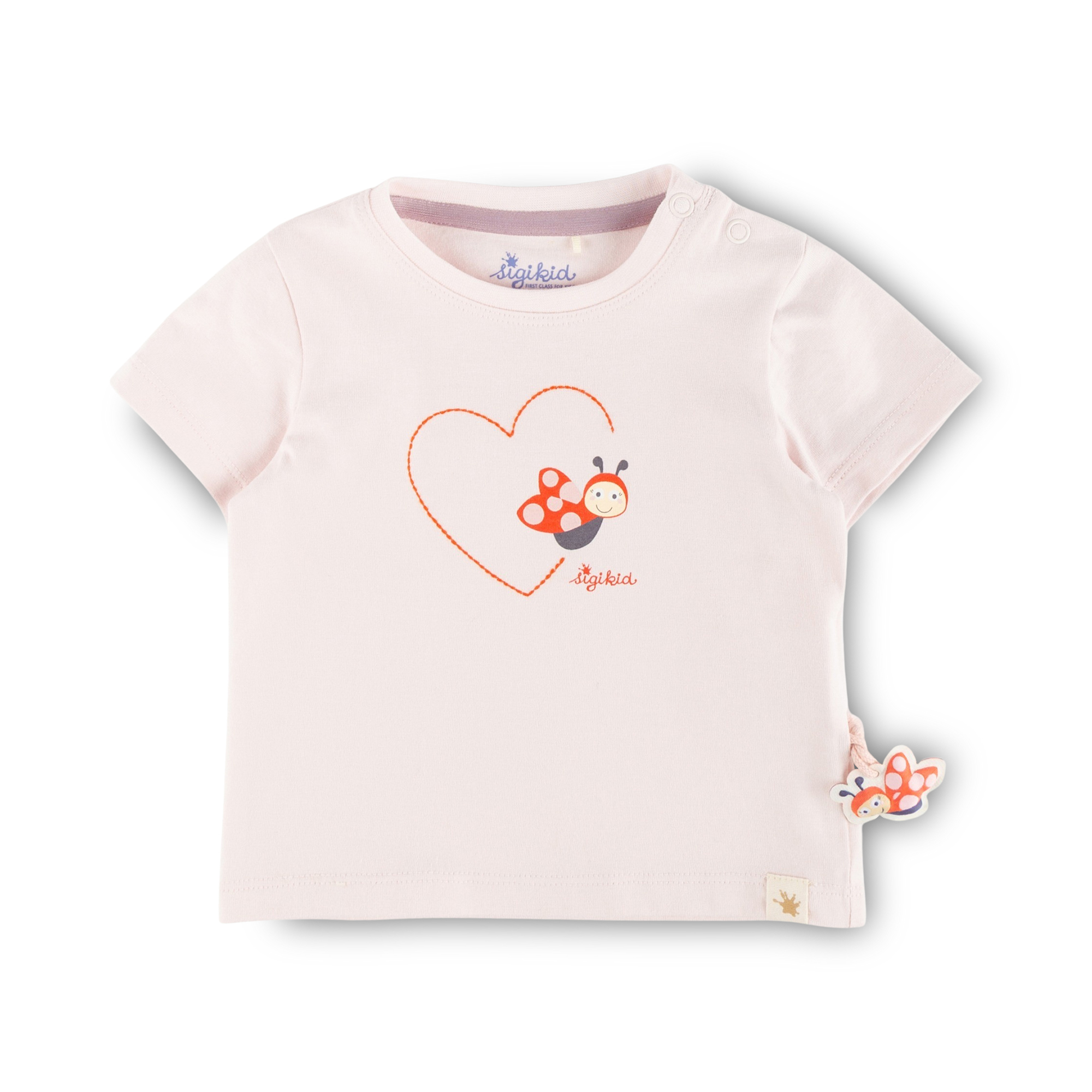 Baby T-shirt ladybug & heart, pale pink