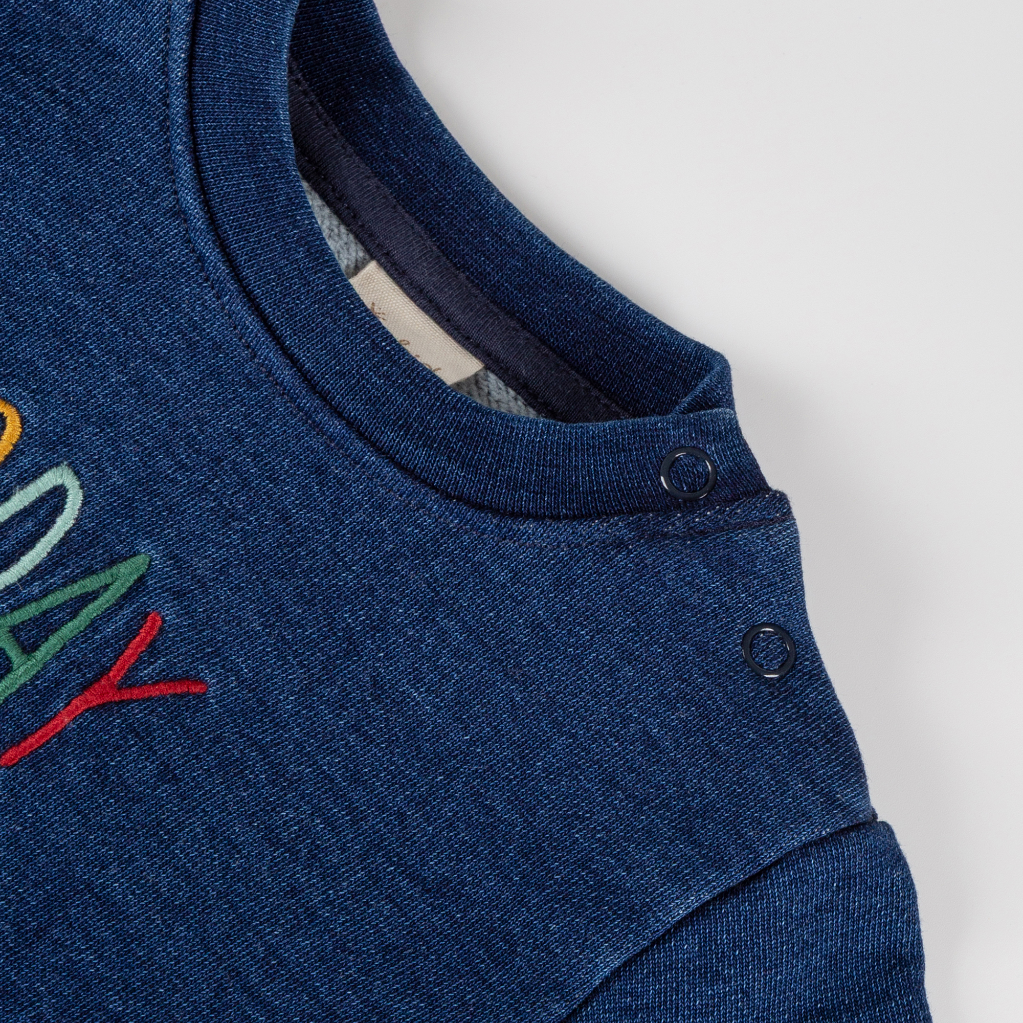 Baby Sweatshirt Denim Optik bunt bestickt, dunkelblau