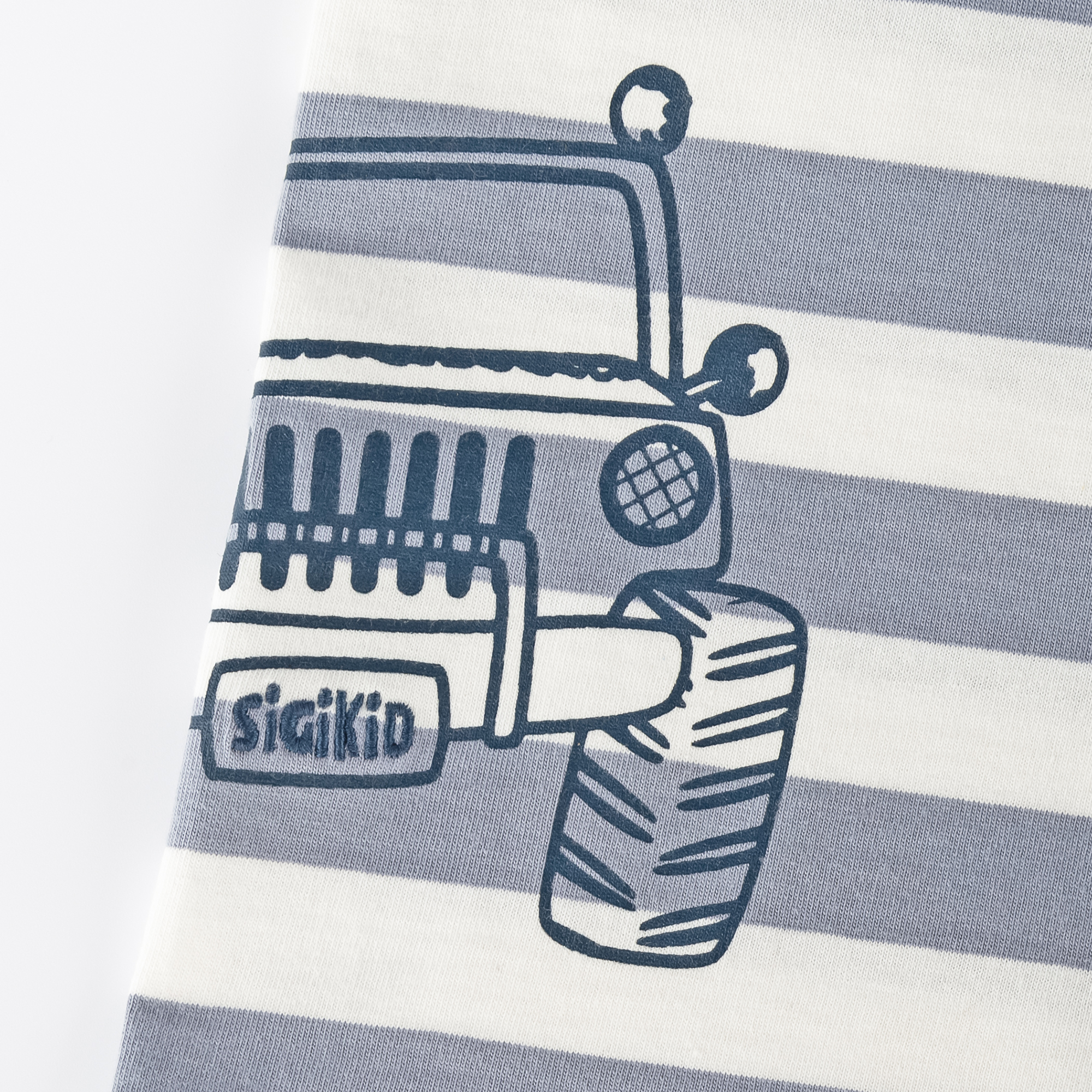 Striped children's T-shirt jeep, white/grey