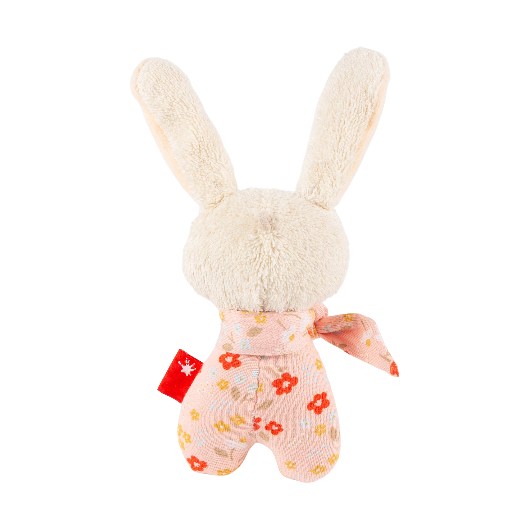 Baby rattle grasp soft toy bunny pink, cotton