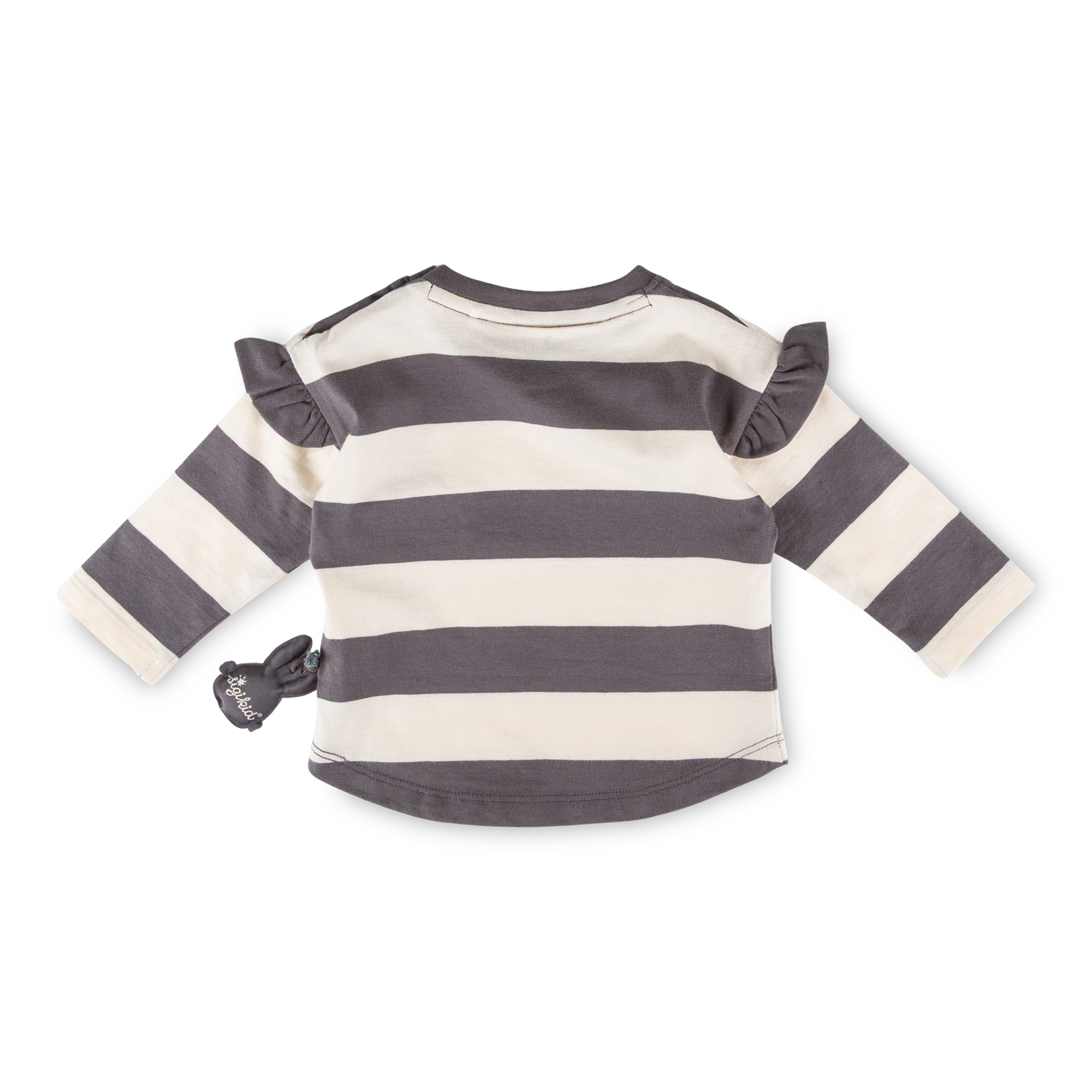 Baby Langarmshirt Schneehase, dunkelgrau-weiß gestreift
