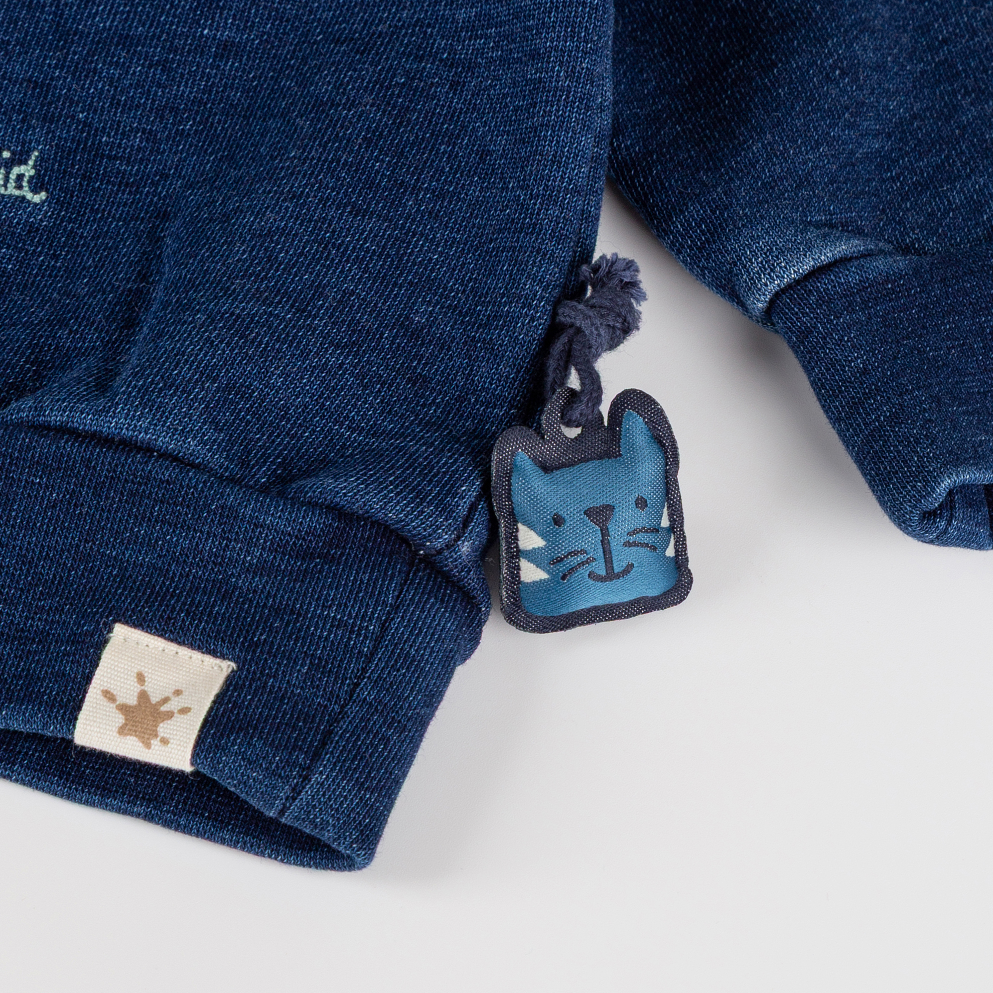 Baby Sweatshirt Denim Optik bunt bestickt, dunkelblau