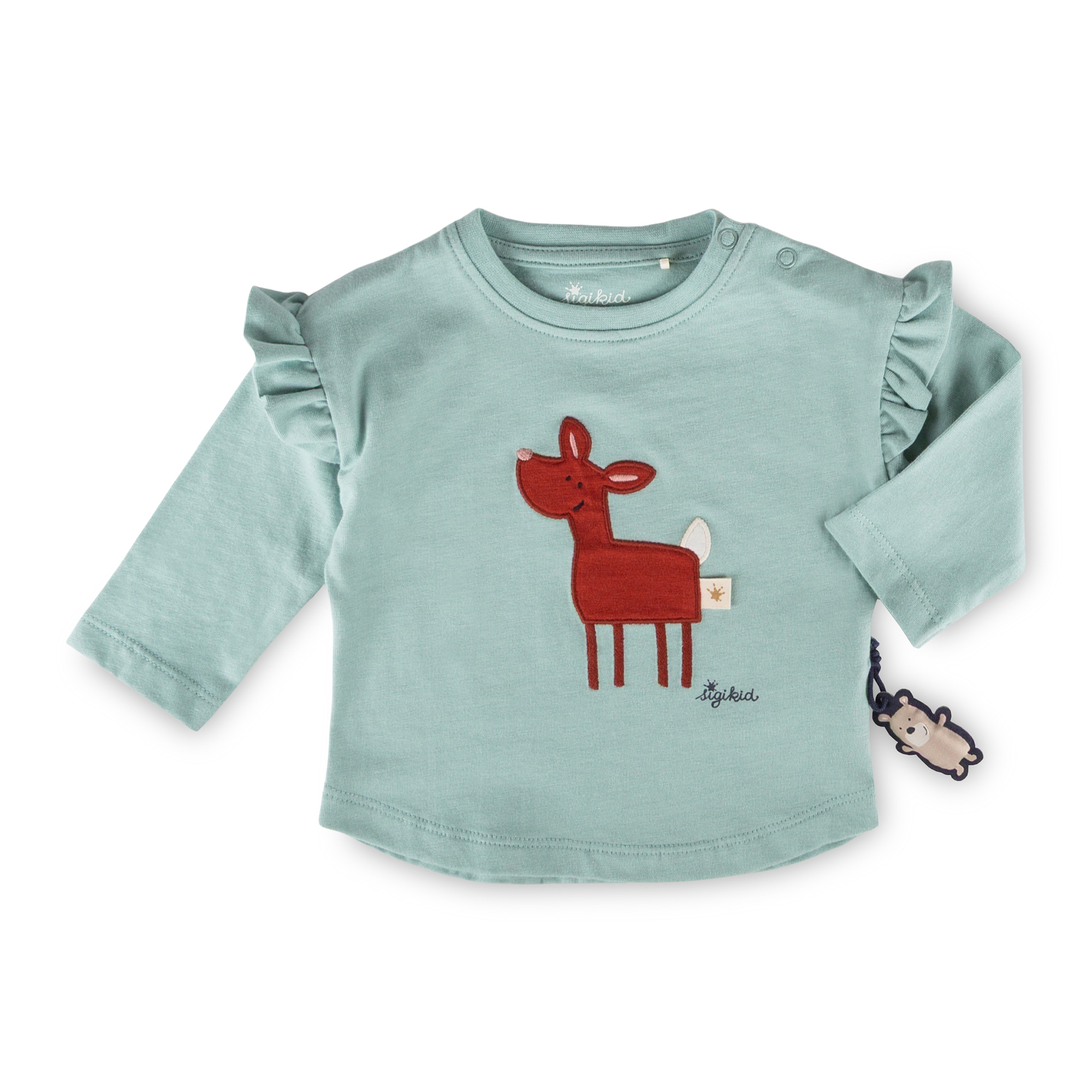 Baby Langarmshirt Reh mit Schulterrüschen