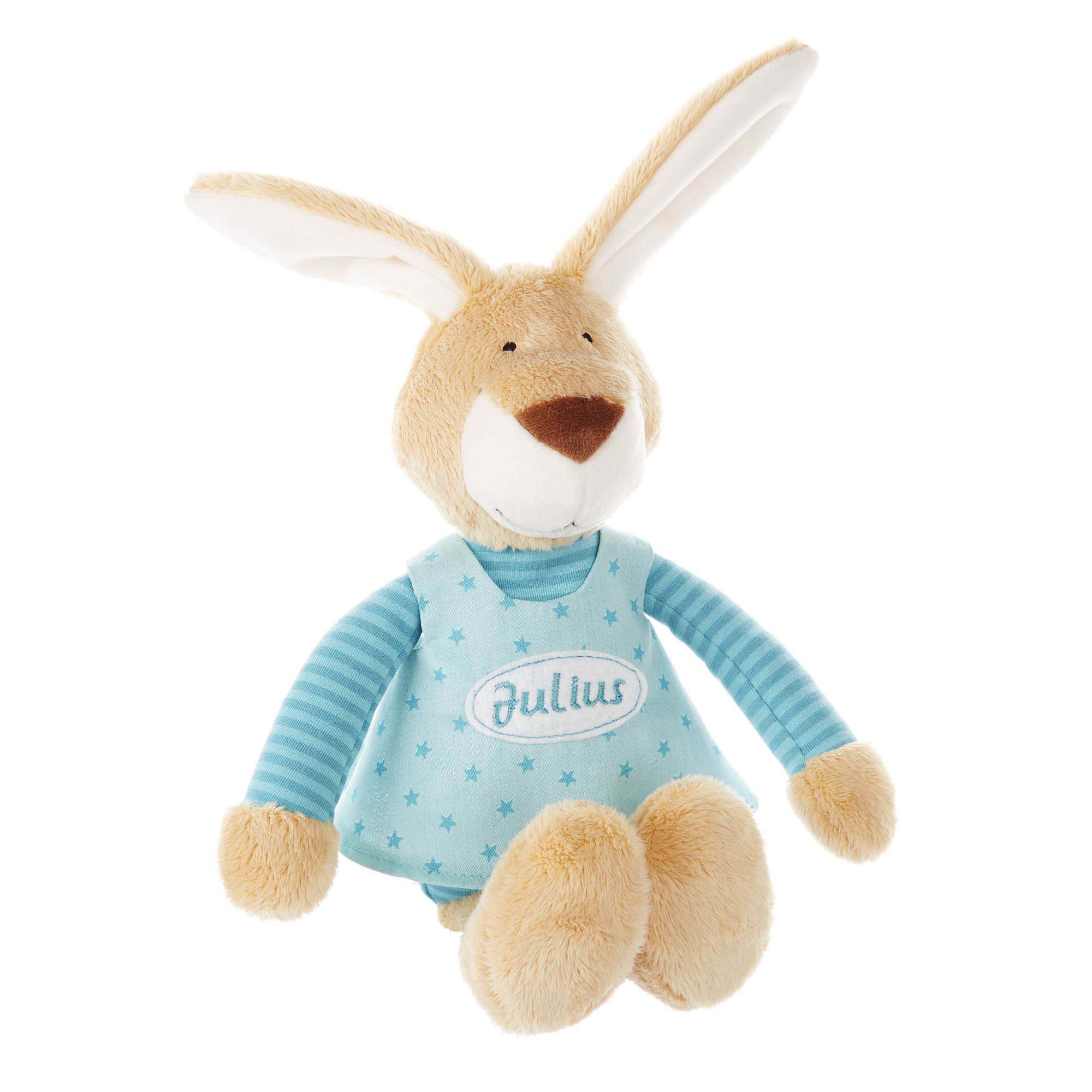 Customised soft toy bunny, blue