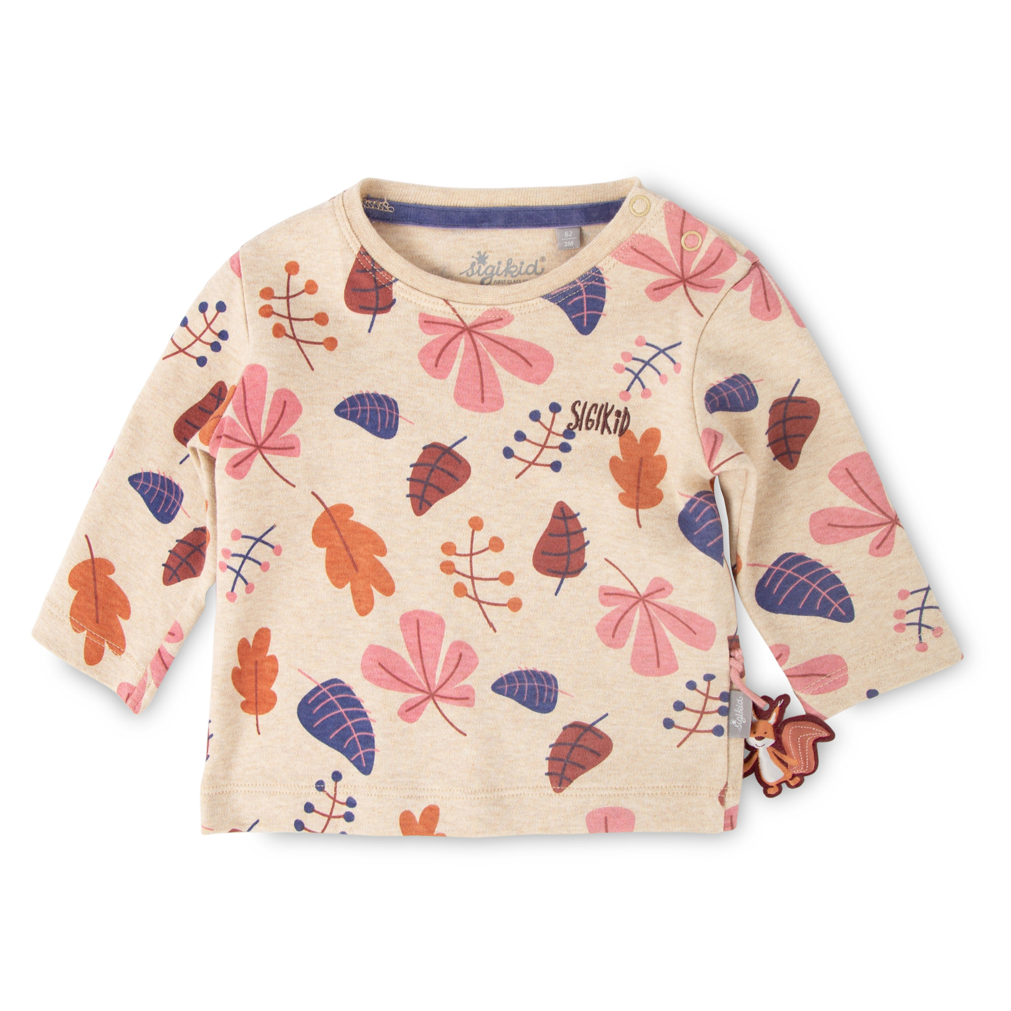 Baby Langarmshirt beige mit Herbstprint