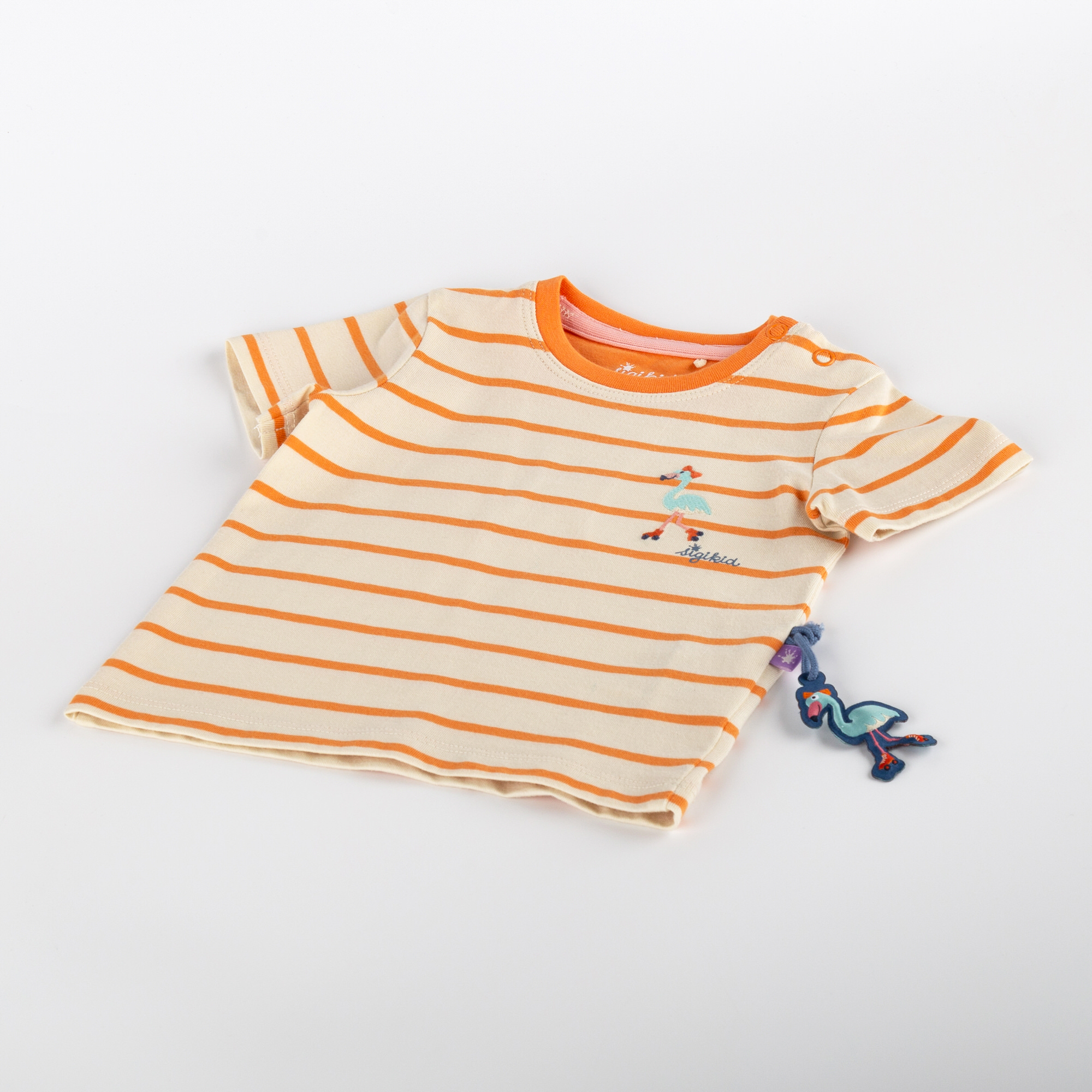 Striped baby T-shirt cream/orange