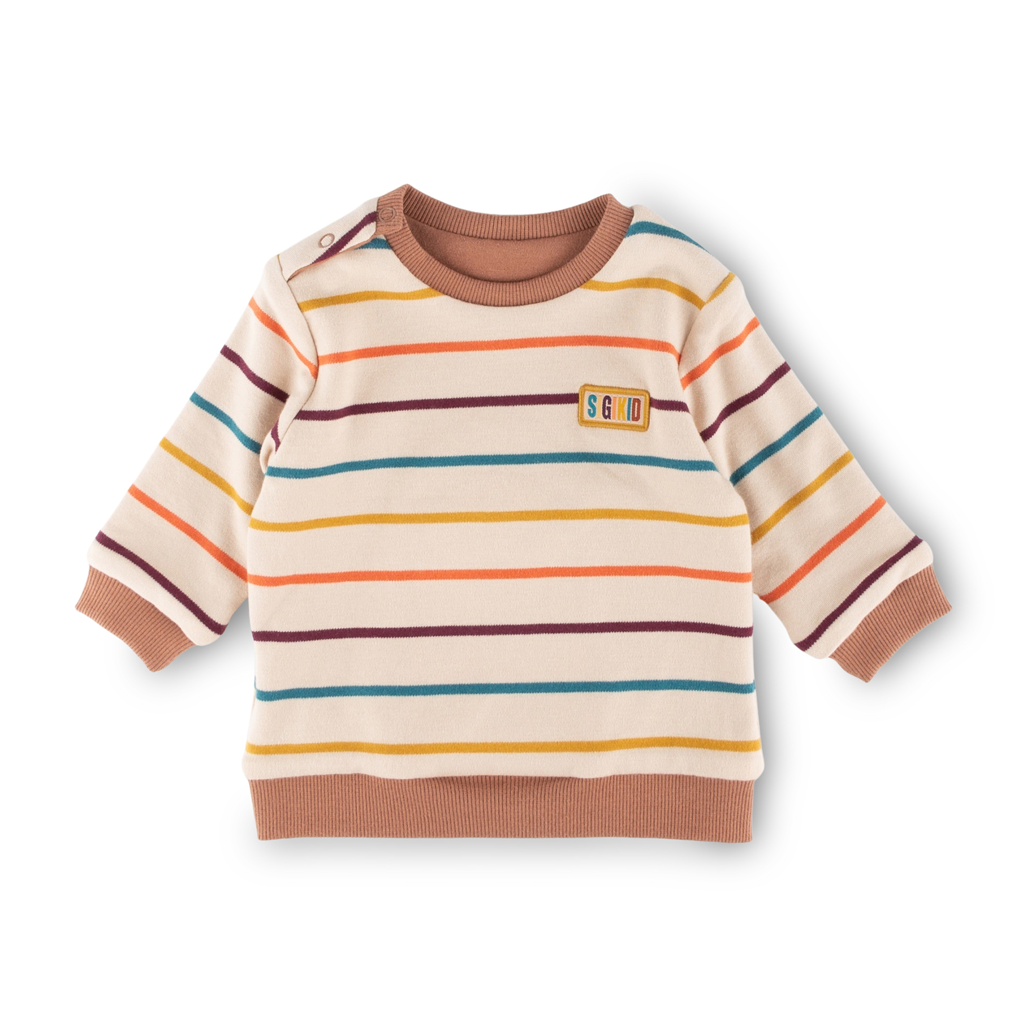 Baby Wendeshirt Bär, bunt gestreift oder braun