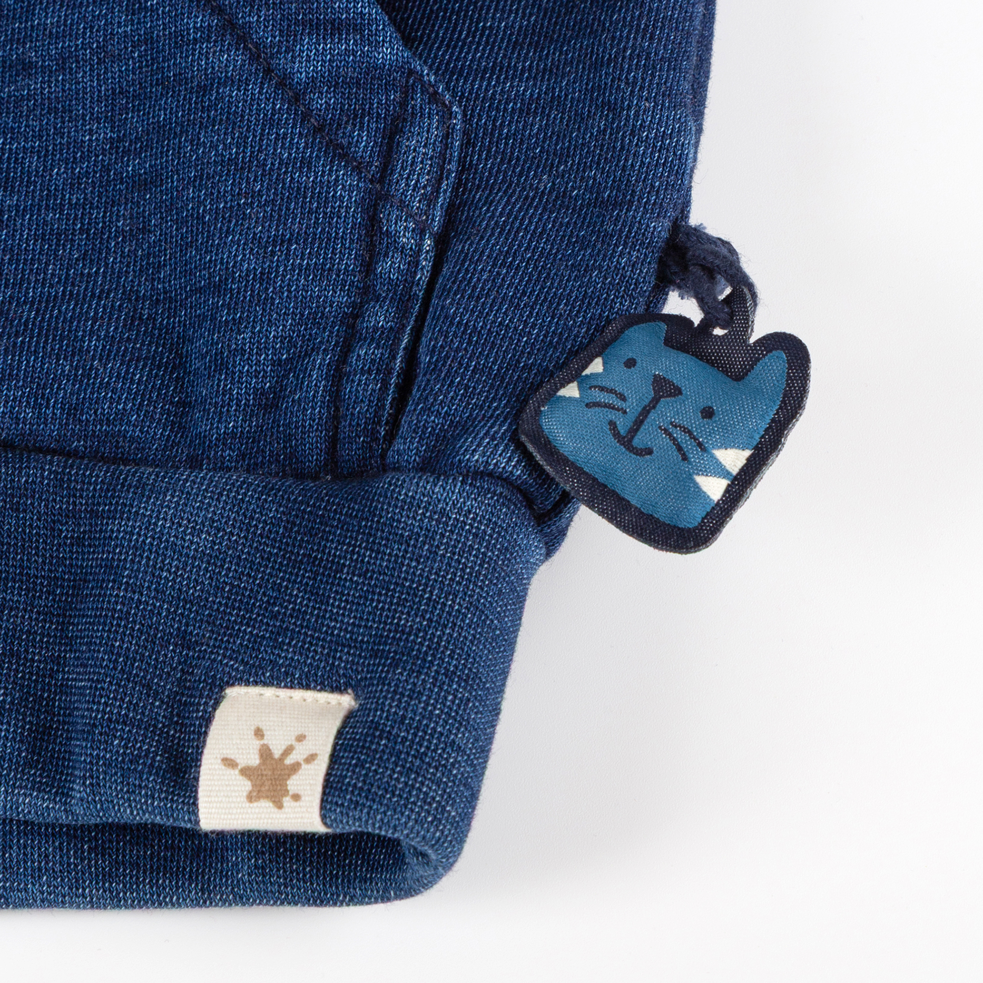 Kinder Kapuzen Sweatjacke Denim Optik Klecks, dunkelblau