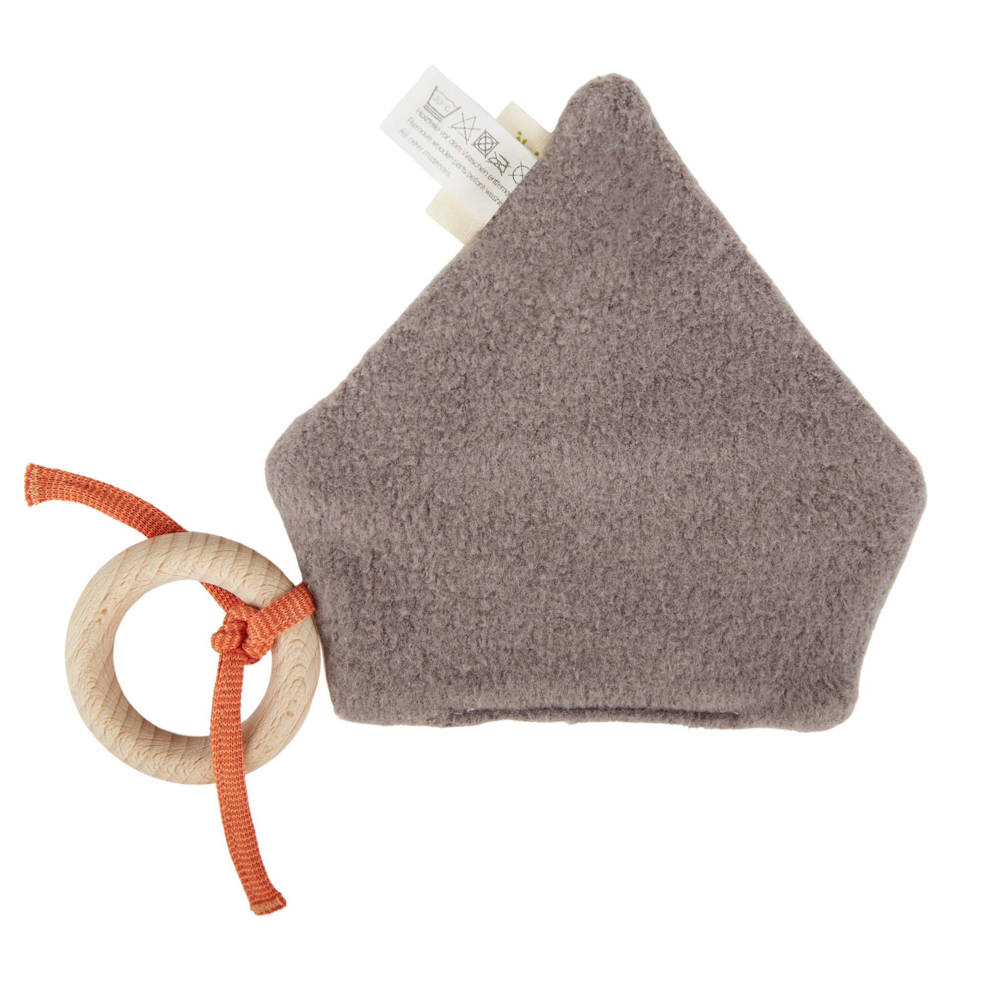 Organic soft crinkle grasp toy ship with beechwood ring
