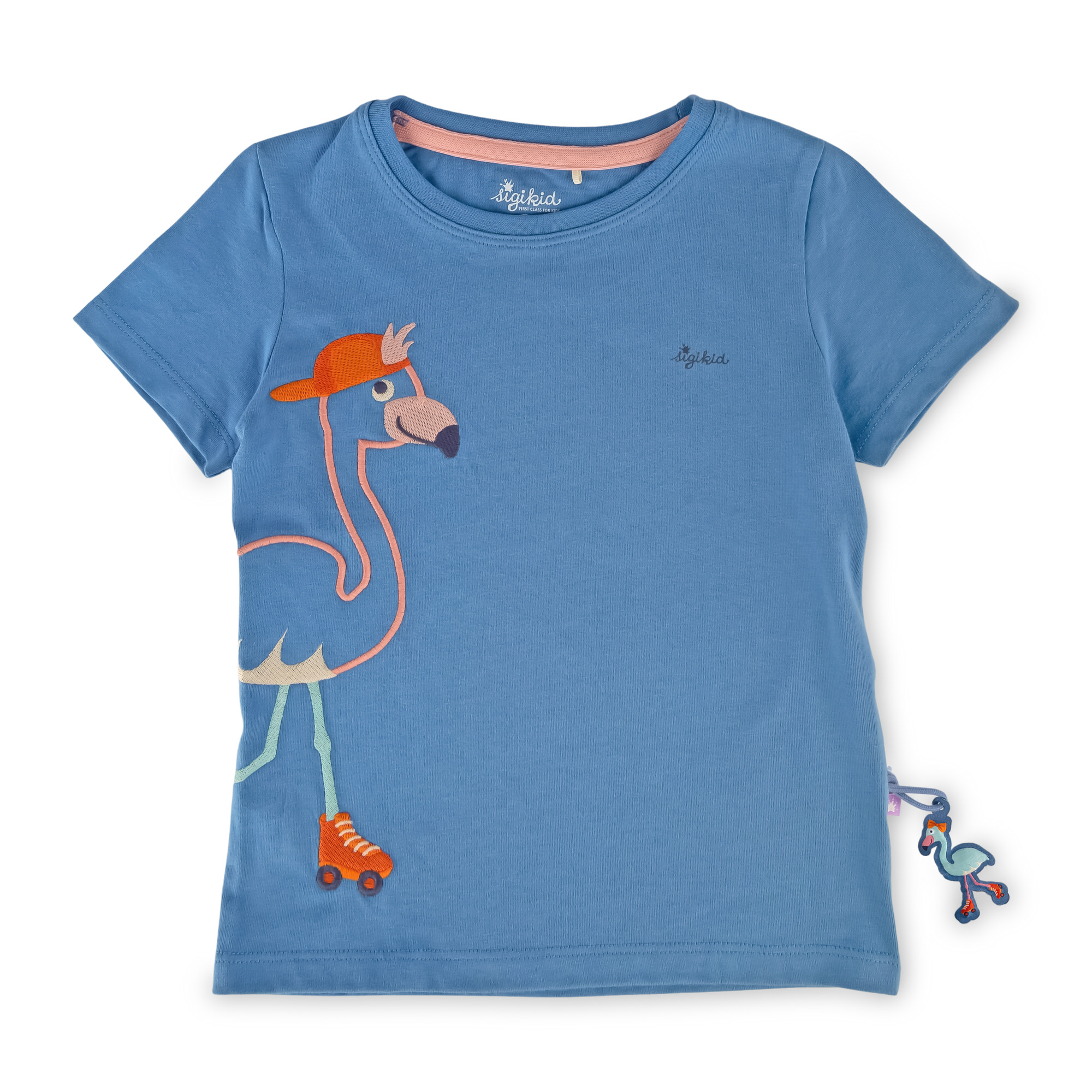 Blaues Kinder T-Shirt mit Flamingo Motiv