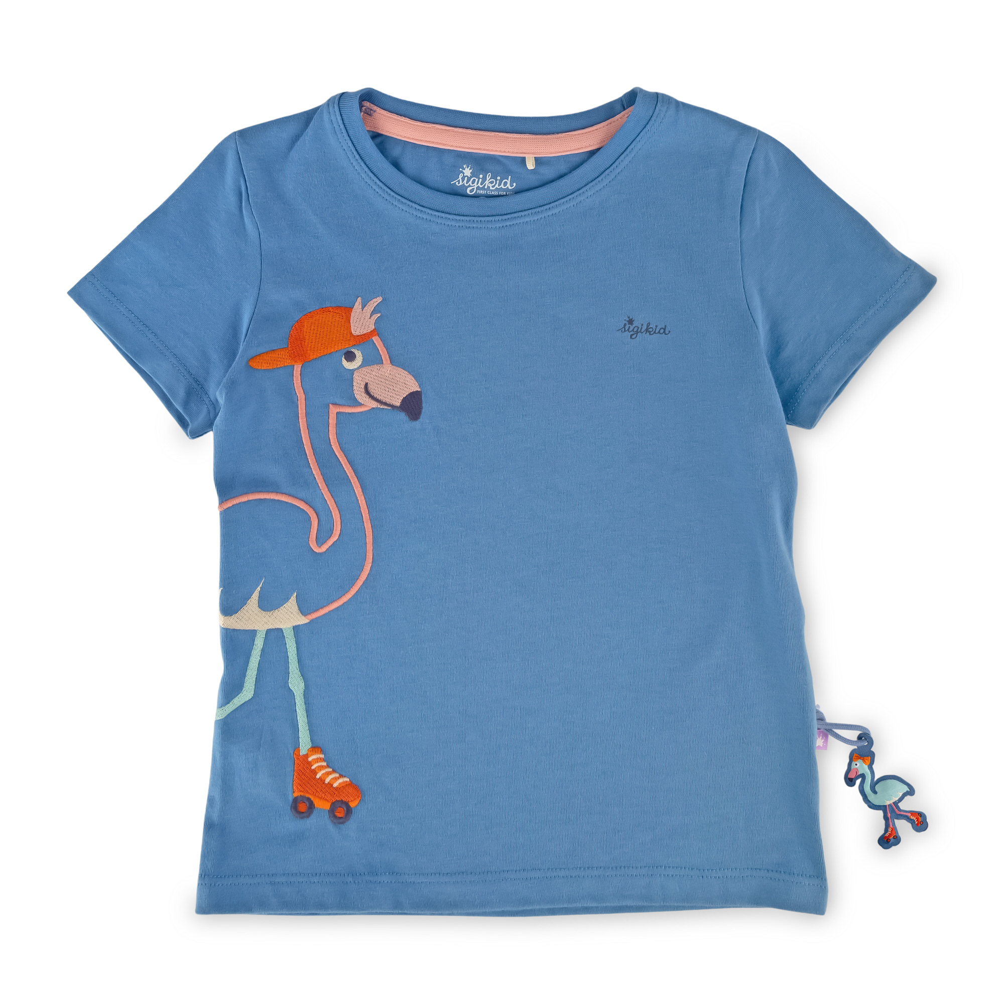 Azure blue girls' T-shirt flamingo Azure blue girls' T-shirt flamingo