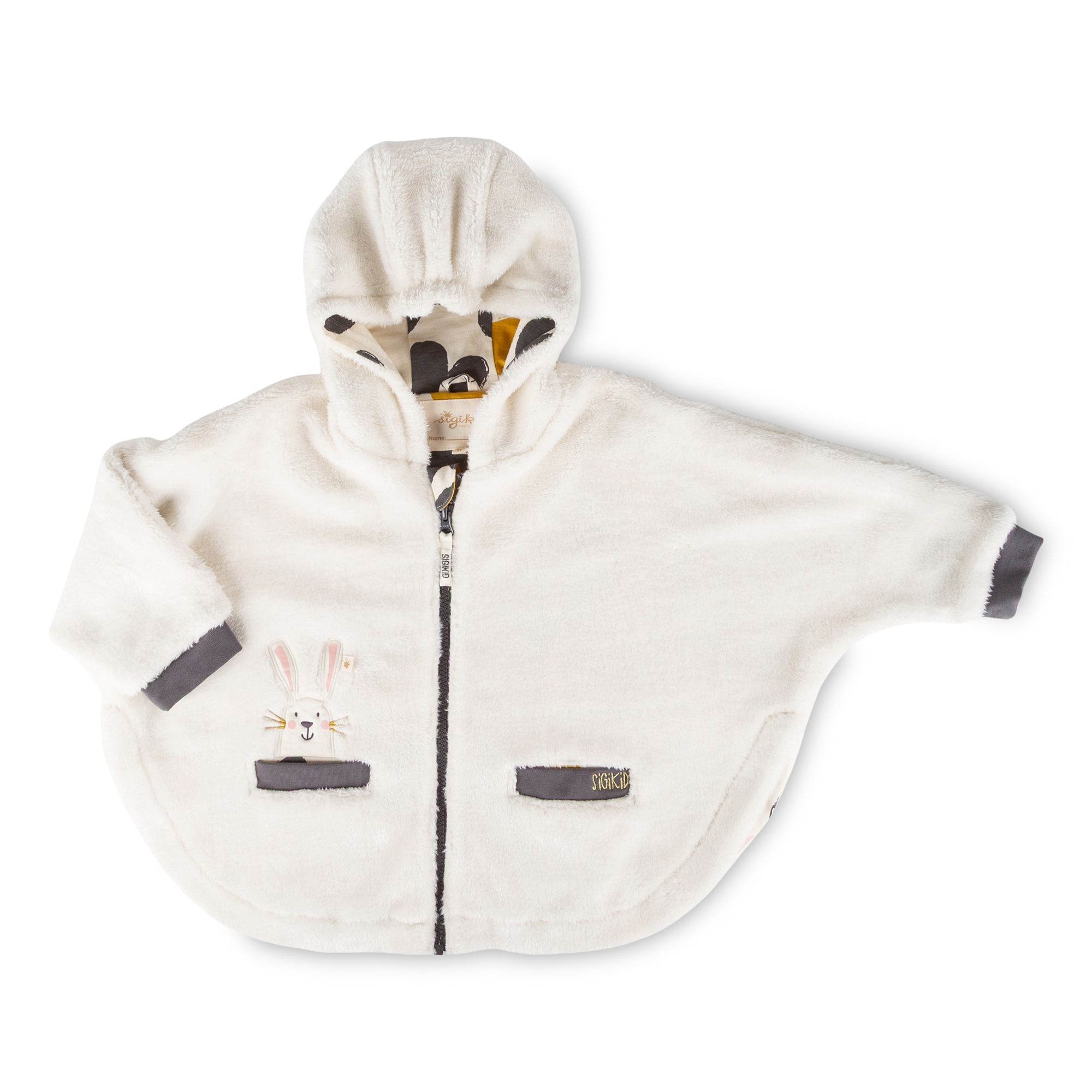 Children's sherpa fleece poncho Snow Bunny, lined, hooded