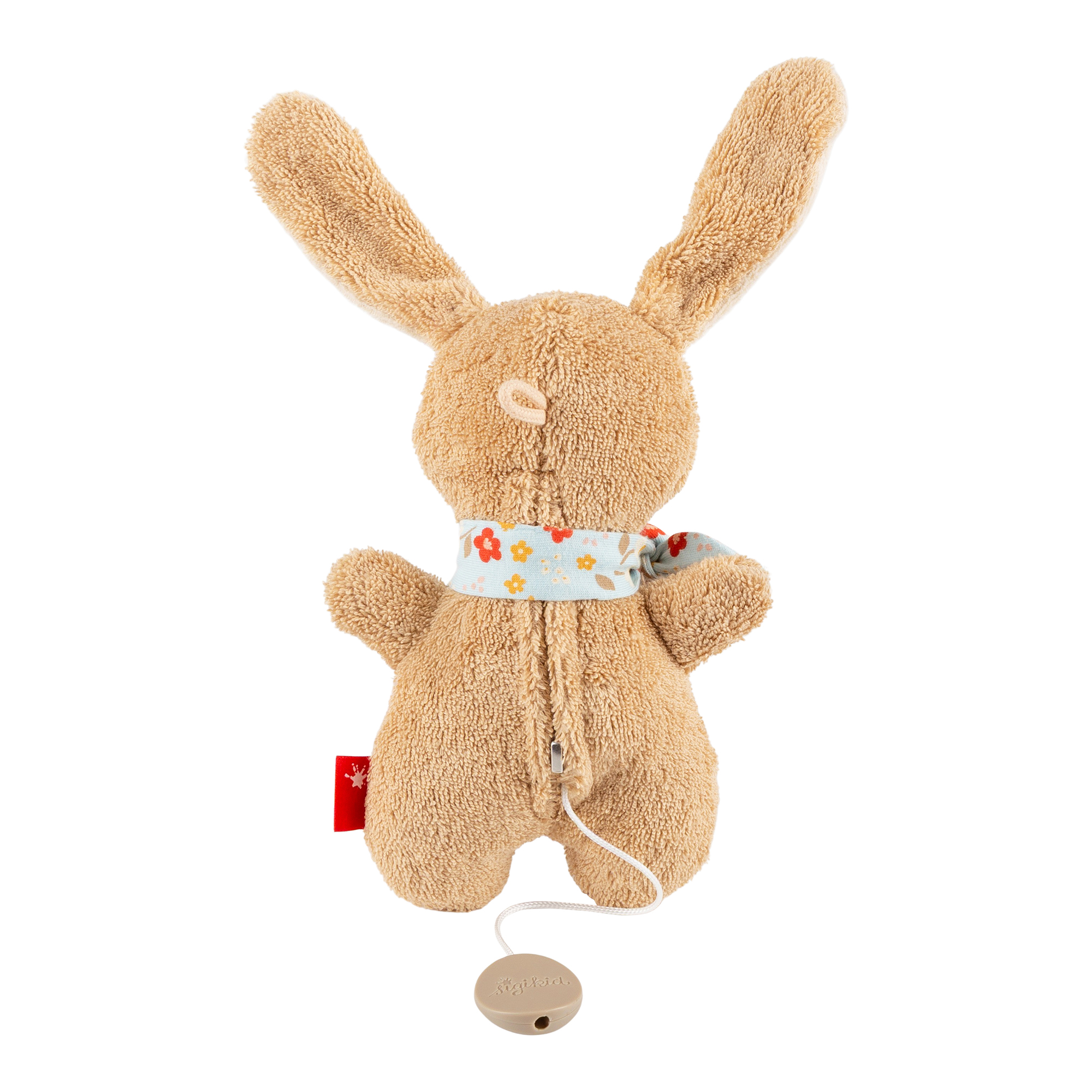 Musical soft toy bunny brown, terry cotton