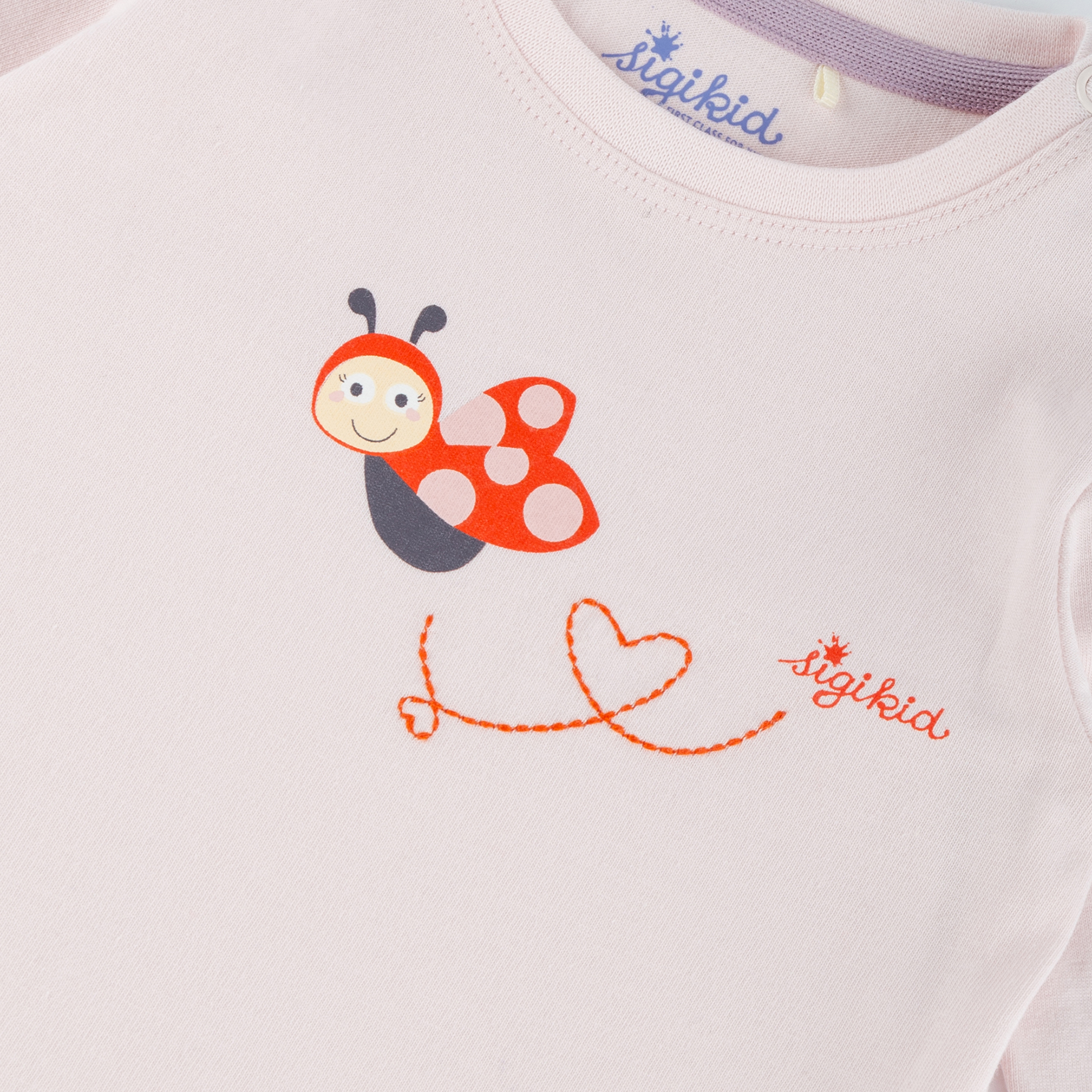 Baby long sleeve Tee ladybug, pale pink