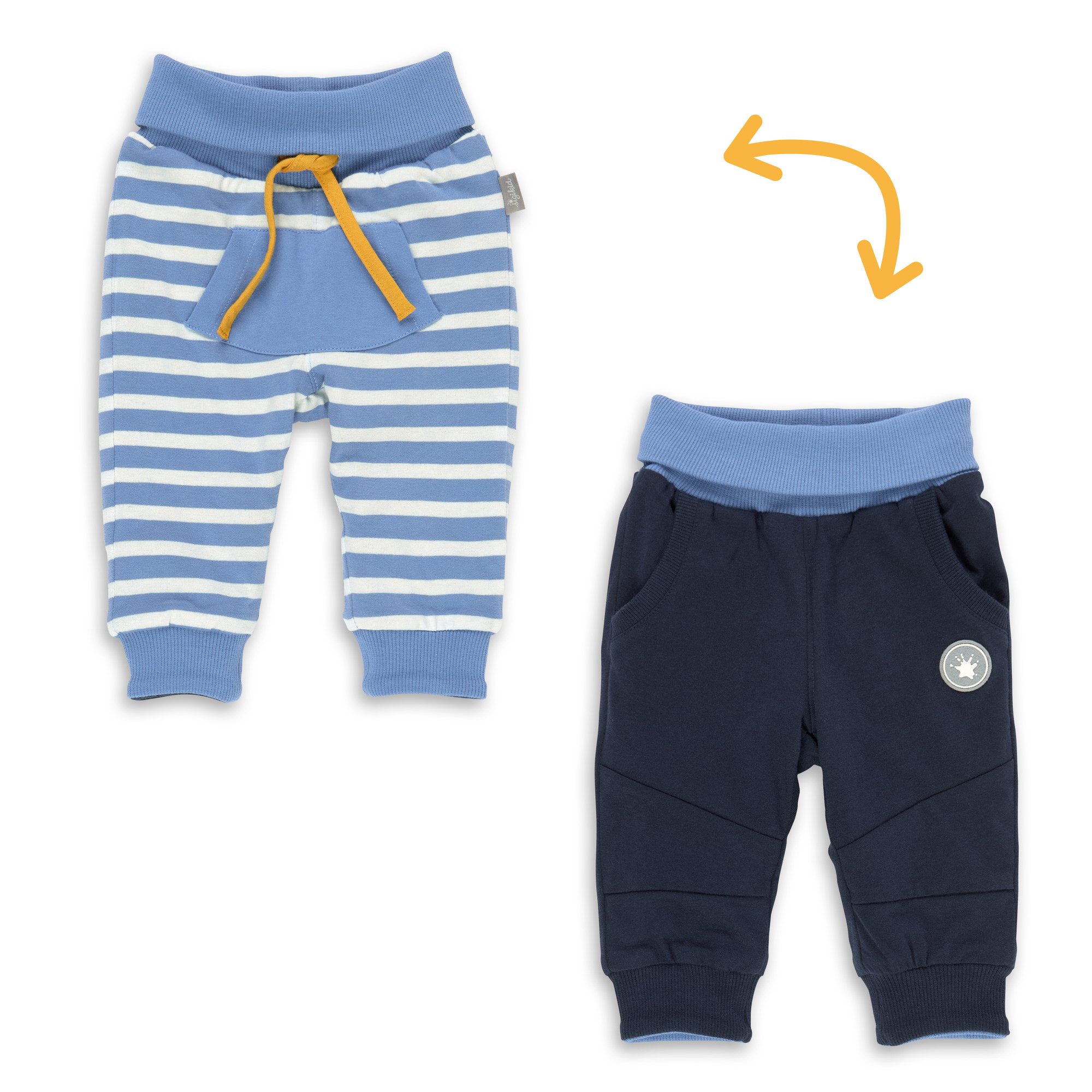 Reversible baby soft pants, dual-layered