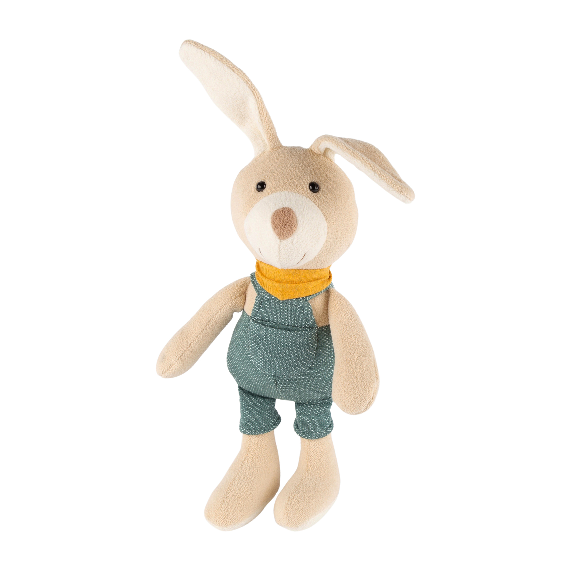 Kuscheltier Hase mit Latzhose, grün Kuscheltier Hase mit Latzhose, grün