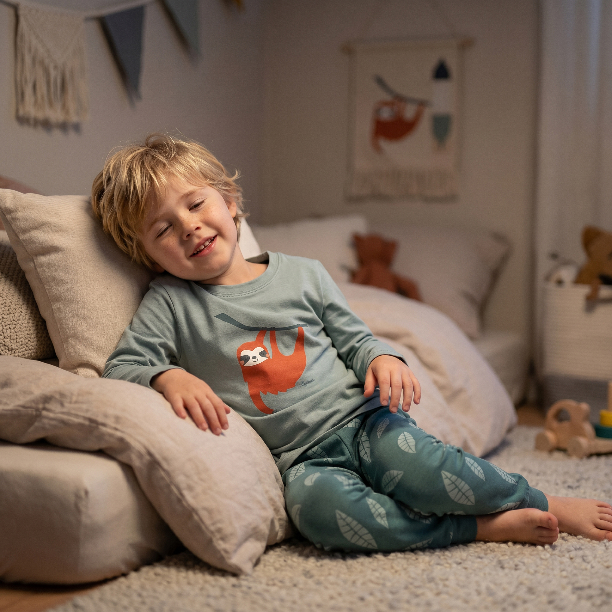 Kinder Pyjama lang, Faultier