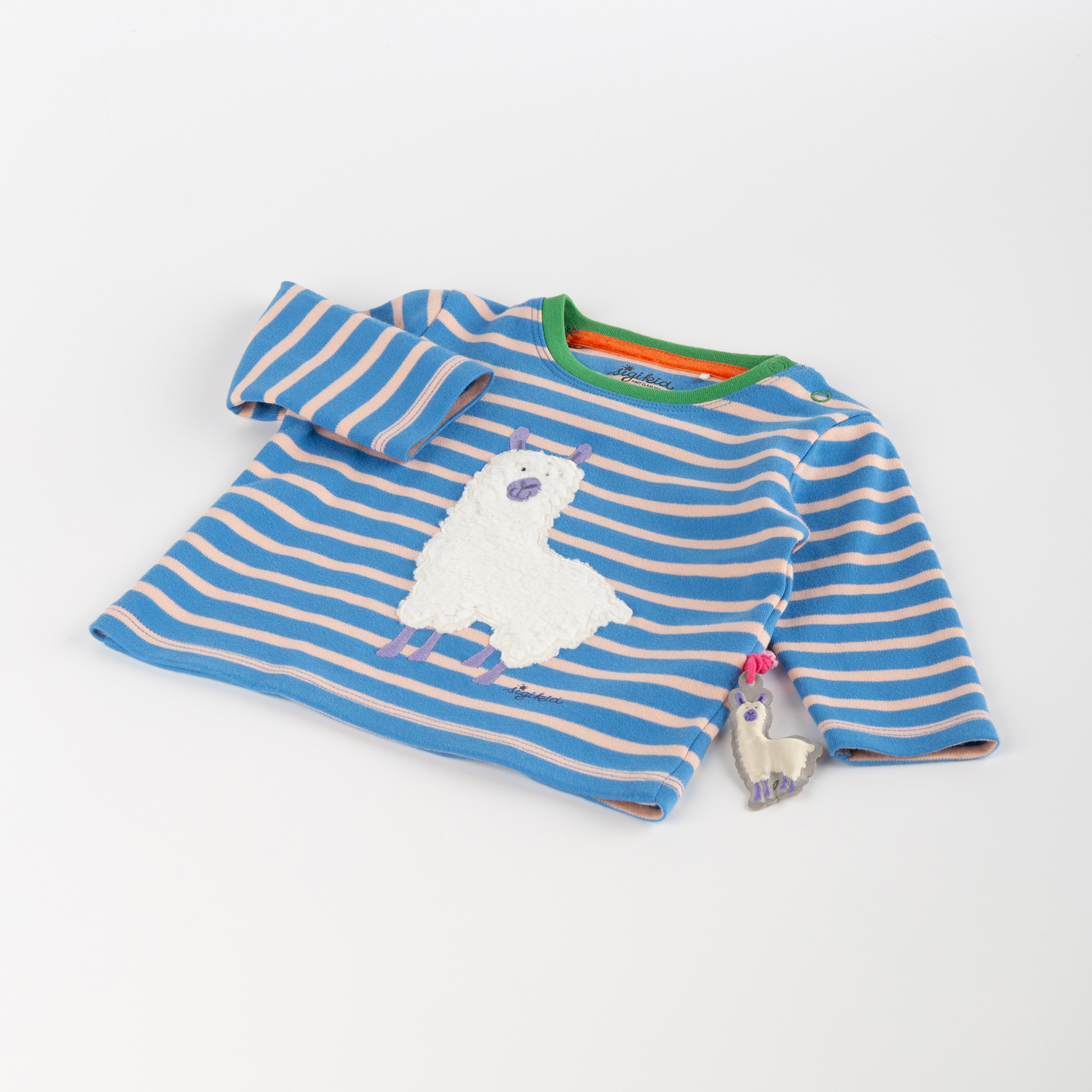 Blue striped baby long sleeve Tee Crazy Llama