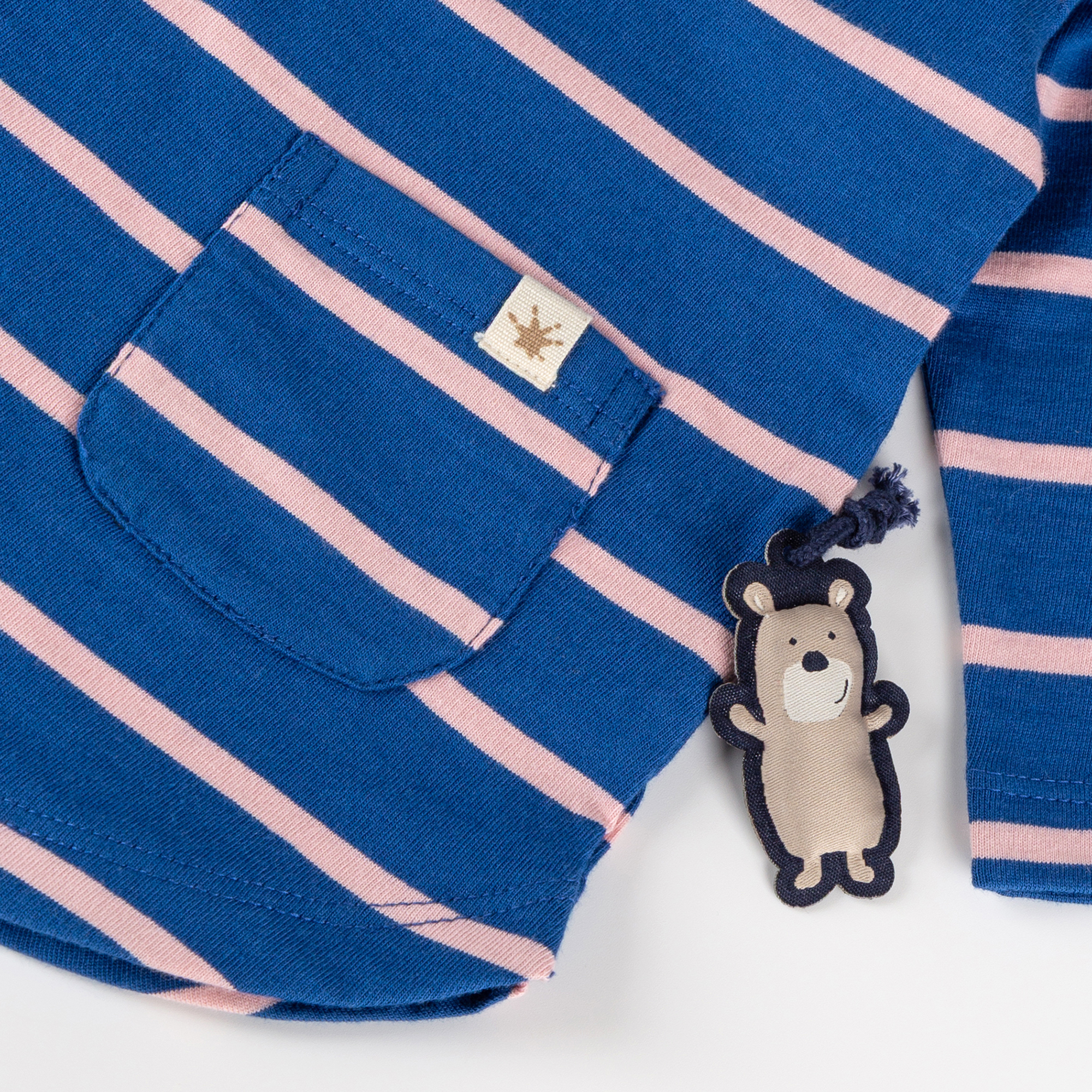 Kurzes Babykleid Pony mit Taschen, blau/hellrosa