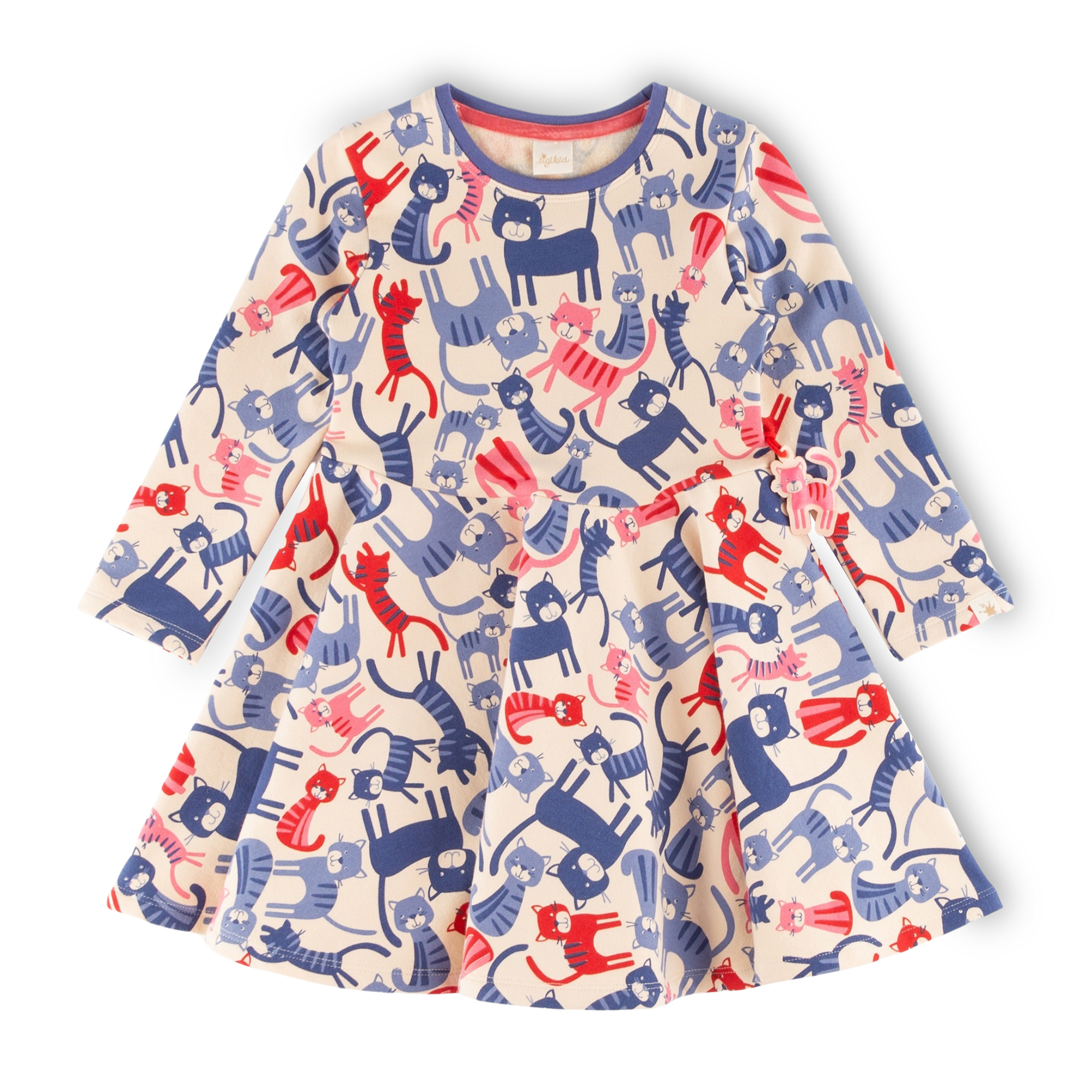 Kinder Sweatkleid mit buntem Katzenprint