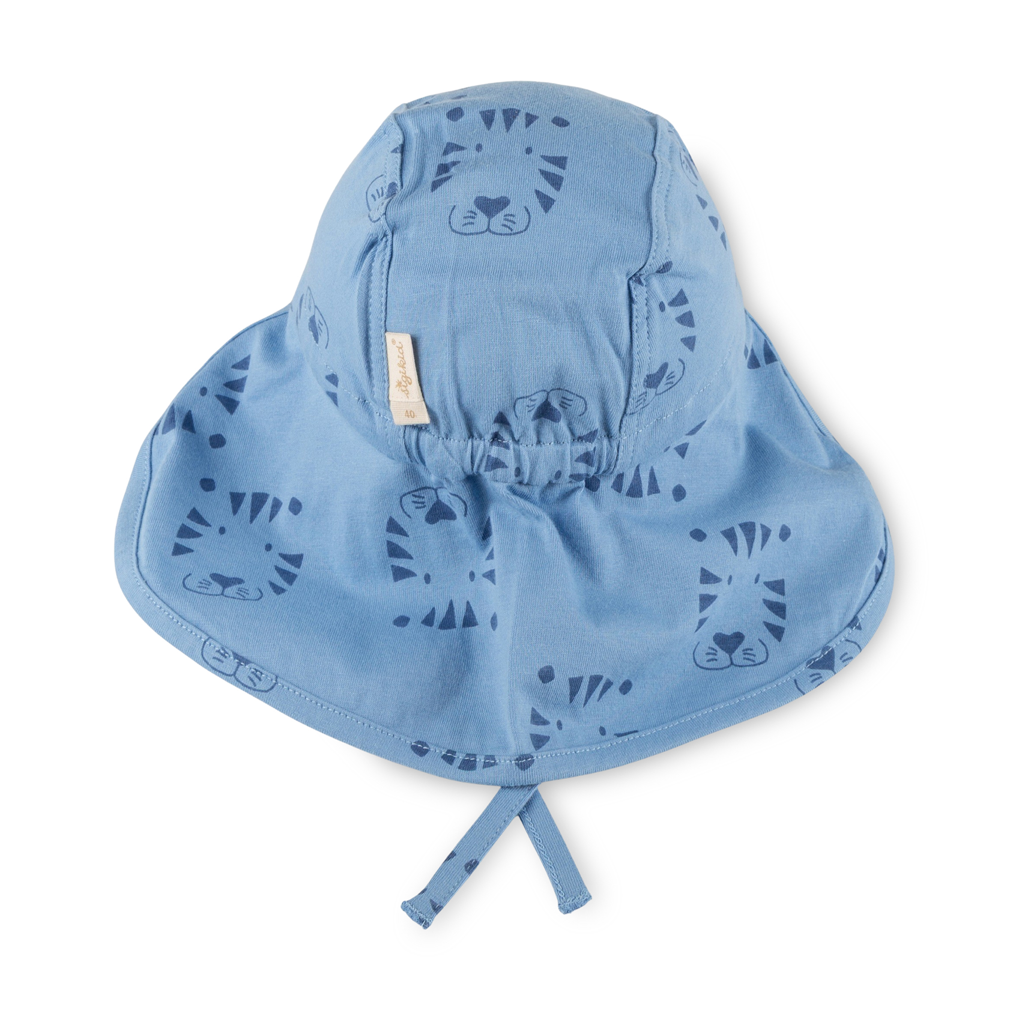 Peaked neck-flap baby sun hat Tiger & Lion, light blue